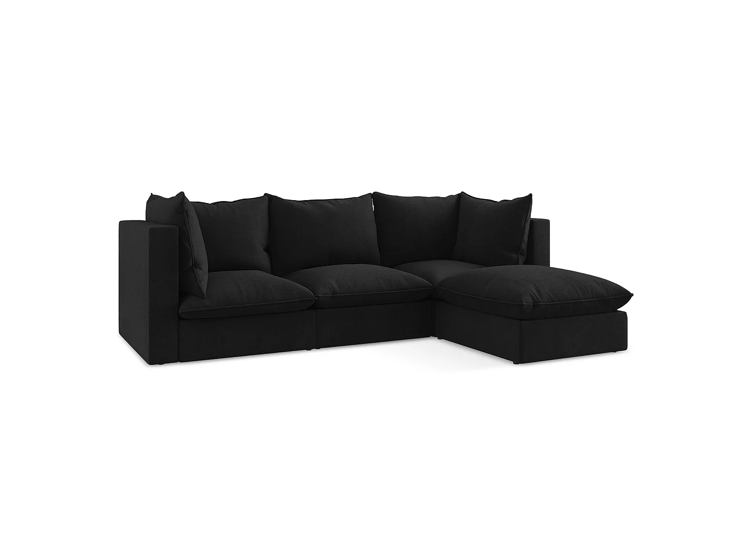 3-Sitzer Modulares Ecksofa - Ecke Rechts - Strukturstoff - Schwarz - RAVENNA