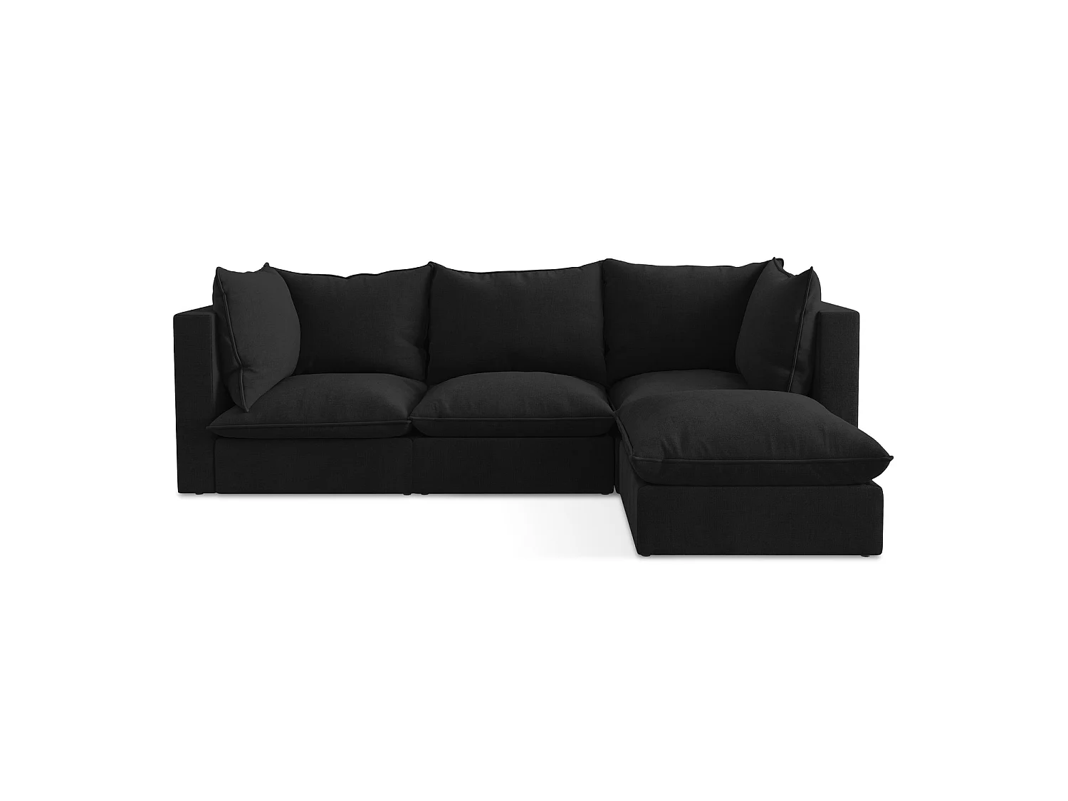 3-Sitzer Modulares Ecksofa - Ecke Rechts - Strukturstoff - Schwarz - RAVENNA