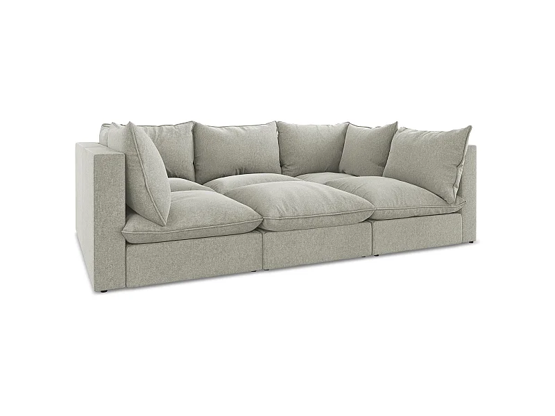 Modulares 3-Sitzer Sofa - - Samt - Hellgrau - MANAO