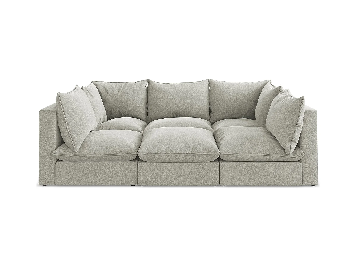 Modulares 3-Sitzer Sofa - - Samt - Hellgrau - MANAO