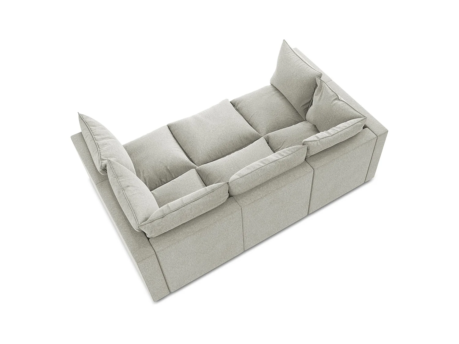 Modulares 3-Sitzer Sofa - - Samt - Hellgrau - MANAO