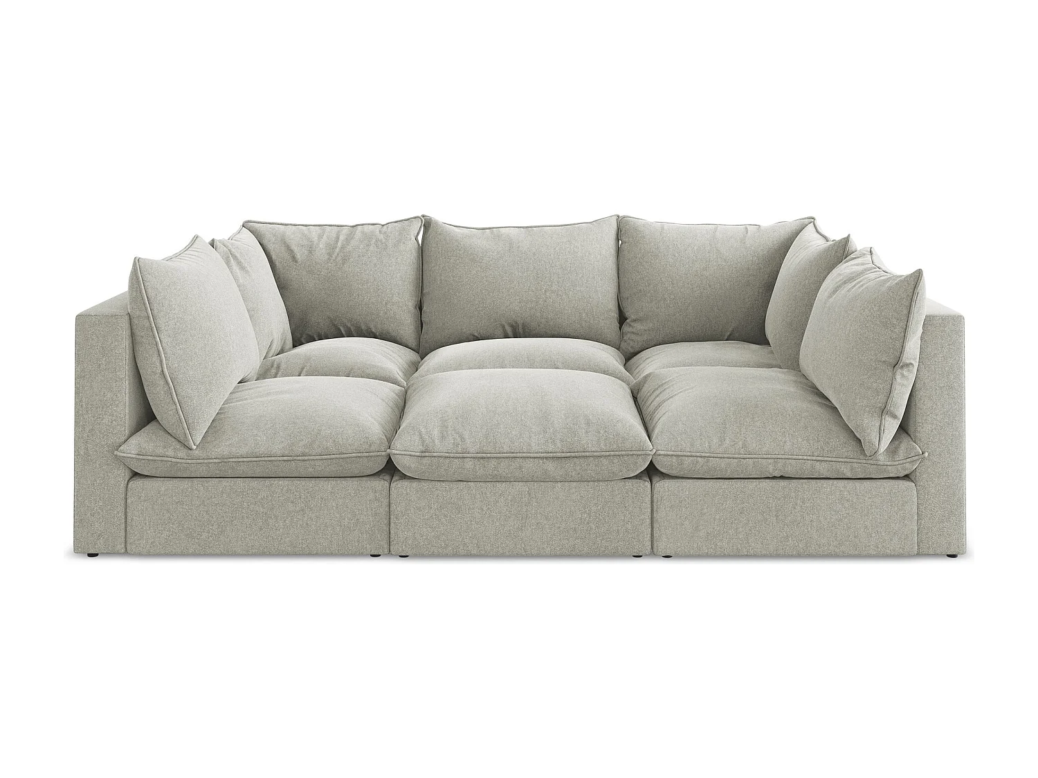 Modulares 3-Sitzer Sofa - - Samt - Hellgrau - MANAO