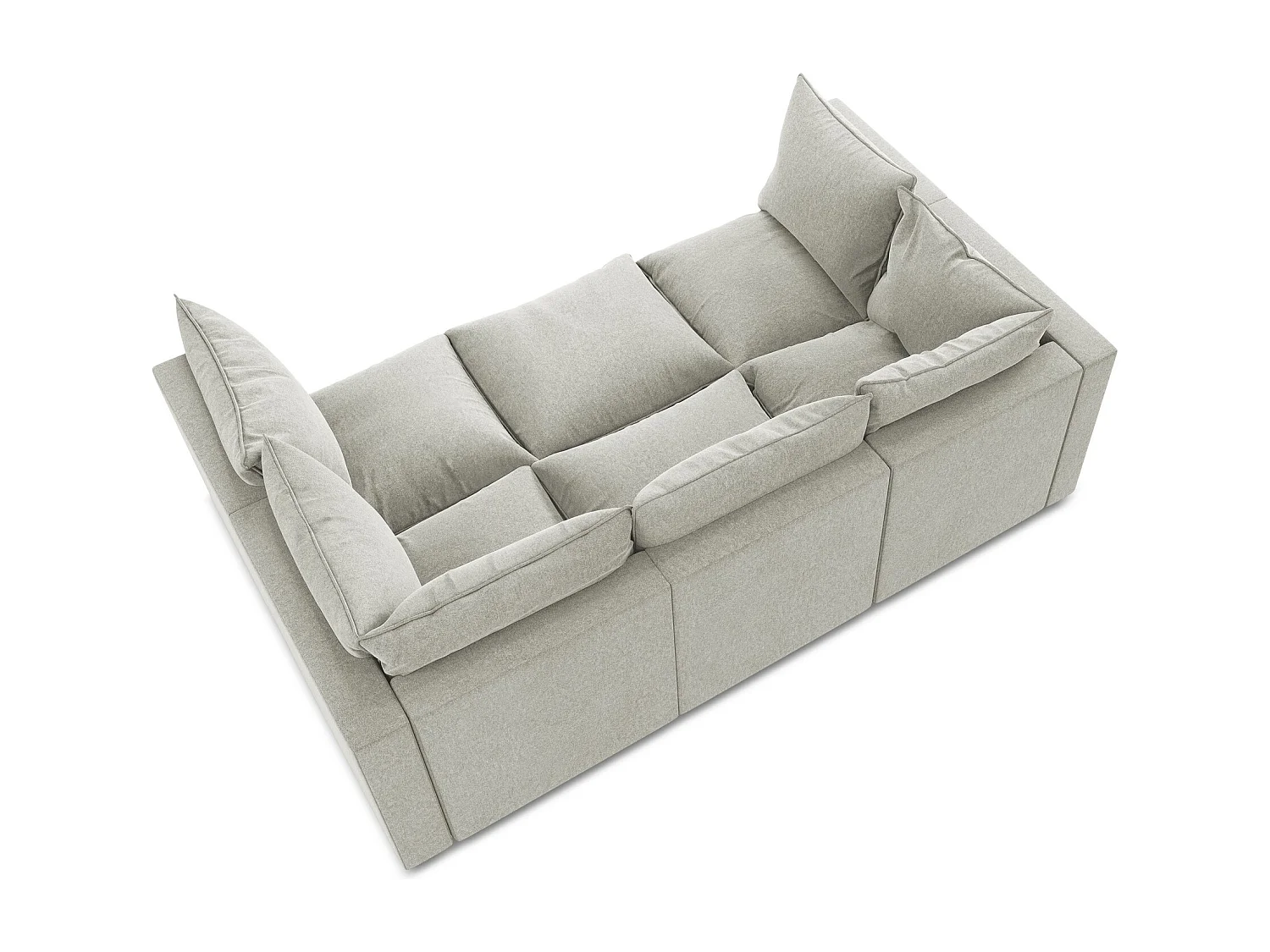 Modulares 3-Sitzer Sofa - - Samt - Hellgrau - MANAO