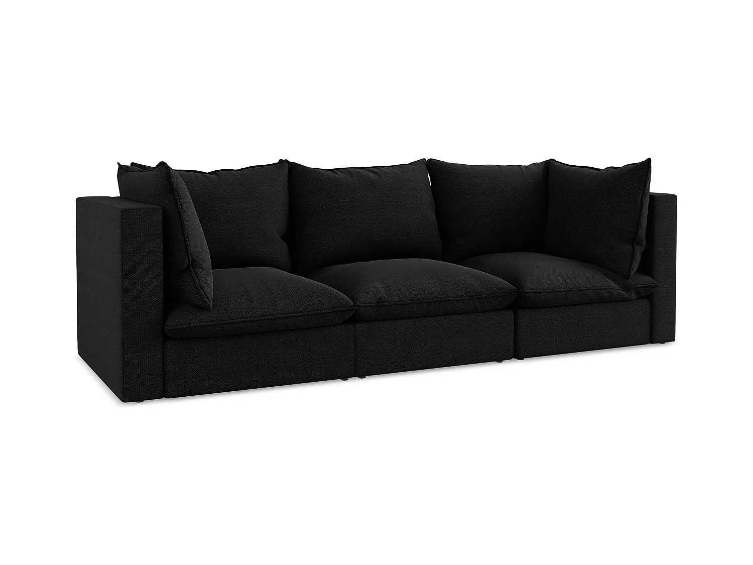 Modulares 3-Sitzer Sofa - - Bouclé - Schwarz - MANAO