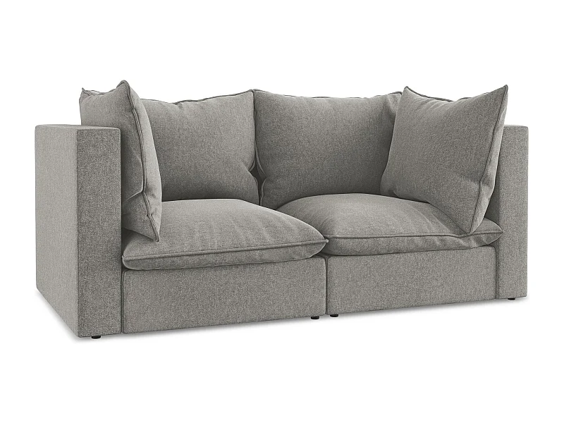 Modulares 2-Sitzer Sofa - - Samt - Grau - MANAO