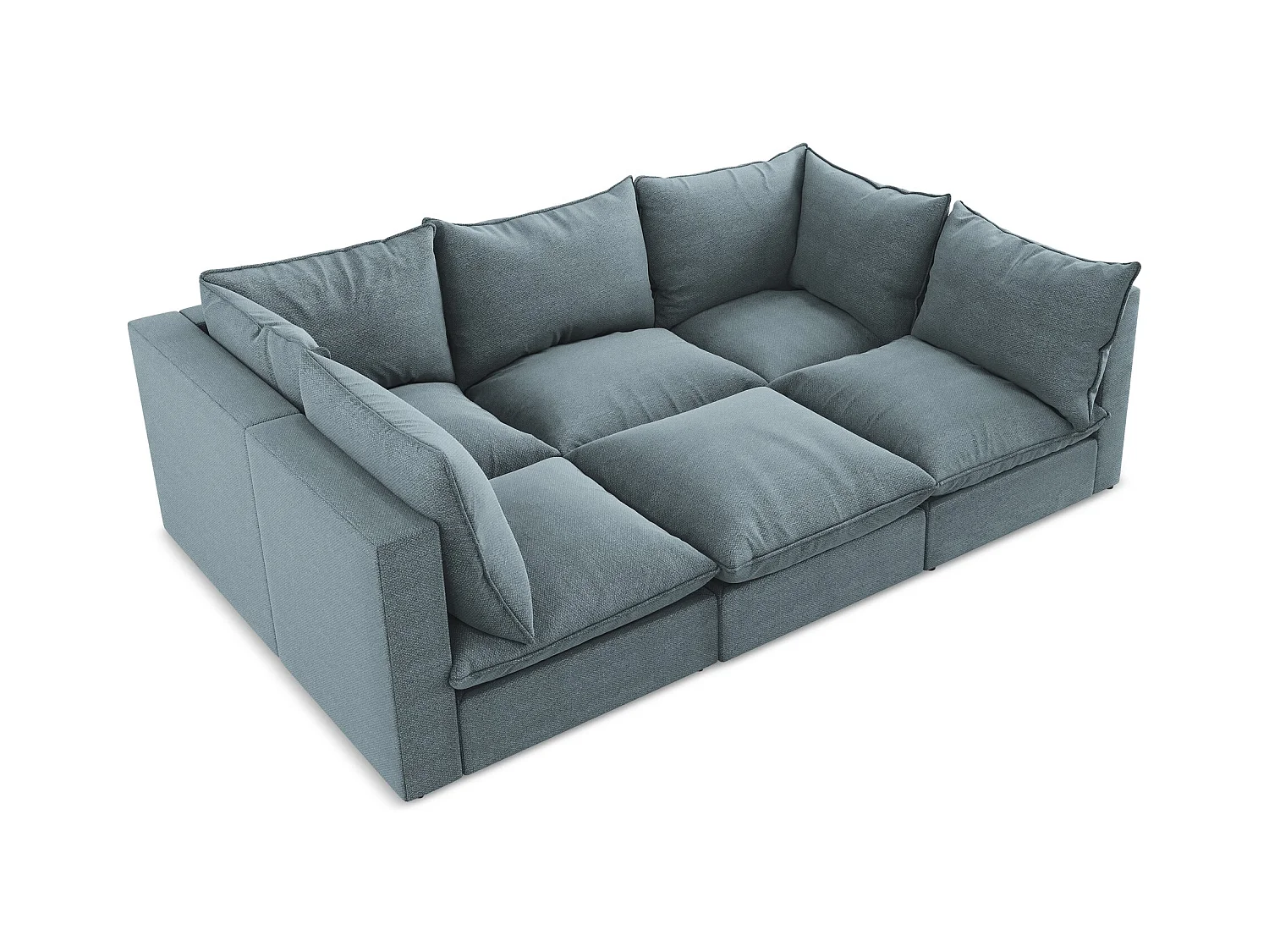 Canapé modulable 3 places en tissu bouclette - jeans - MANAO