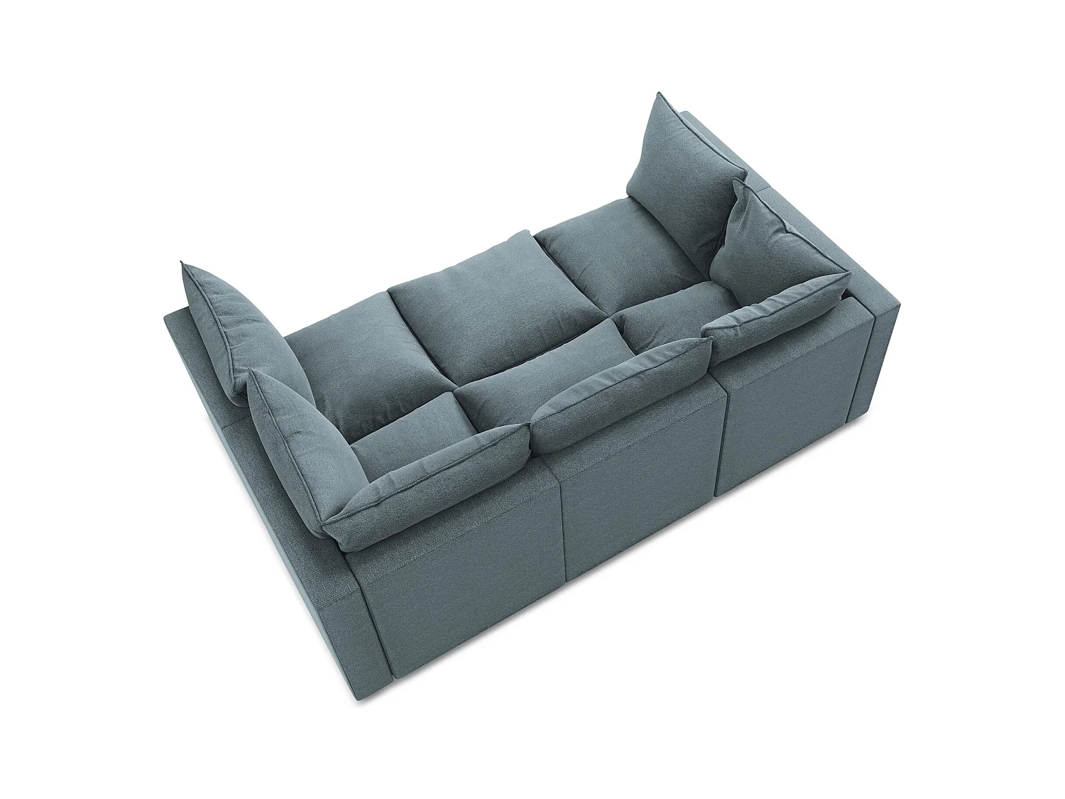 Canapé modulable 3 places en tissu bouclette - jeans - MANAO