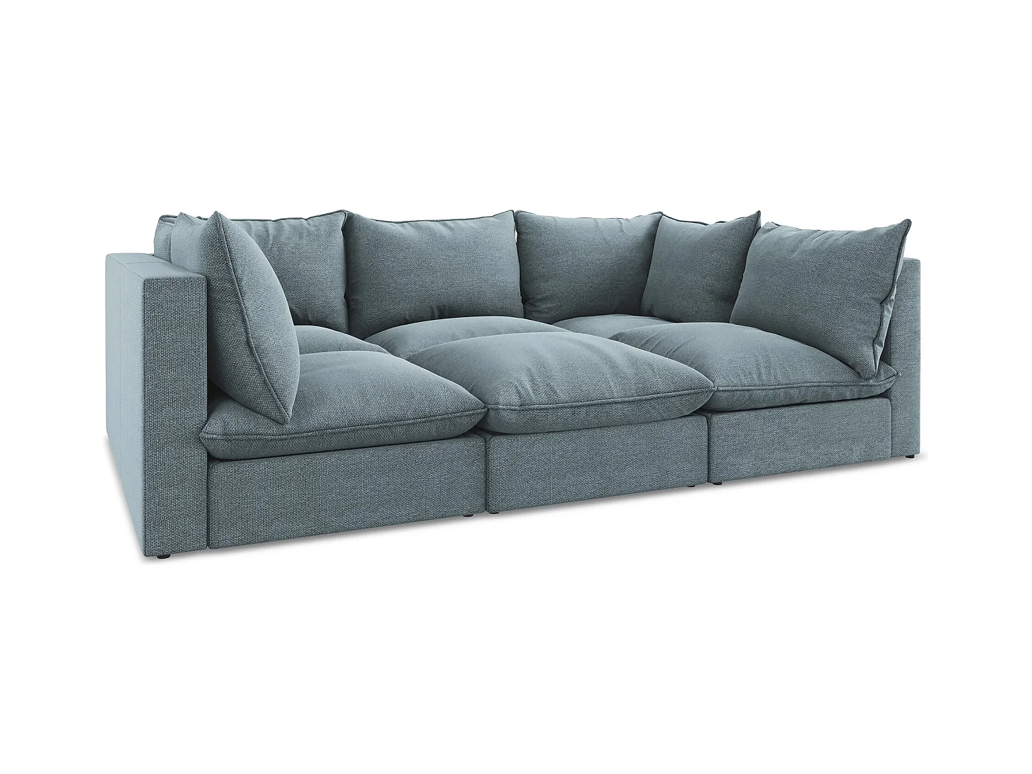 Modulares 3-Sitzer Sofa - - Bouclé - Jeans - MANAO