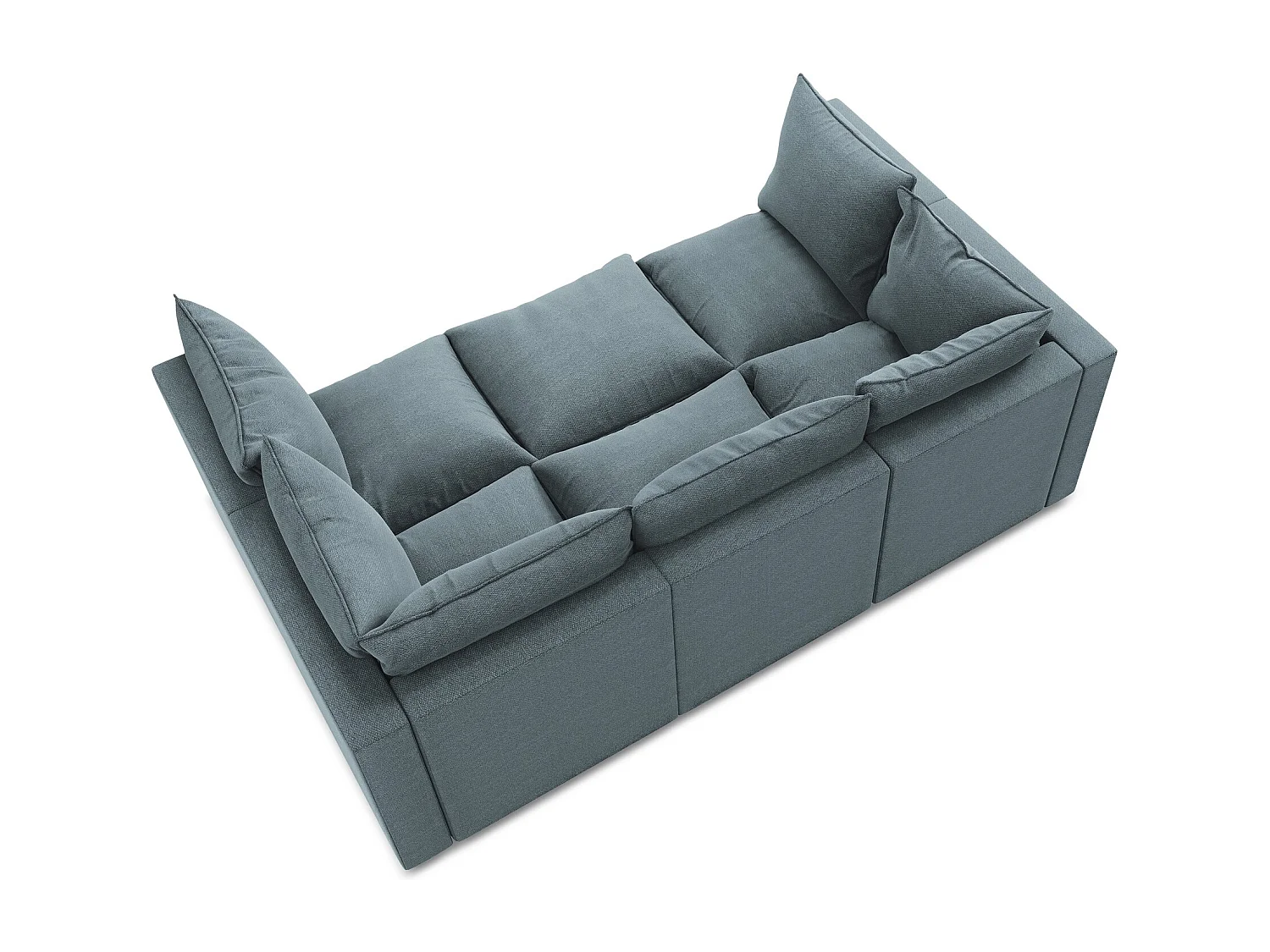 Canapé modulable 3 places en tissu bouclette - jeans - MANAO