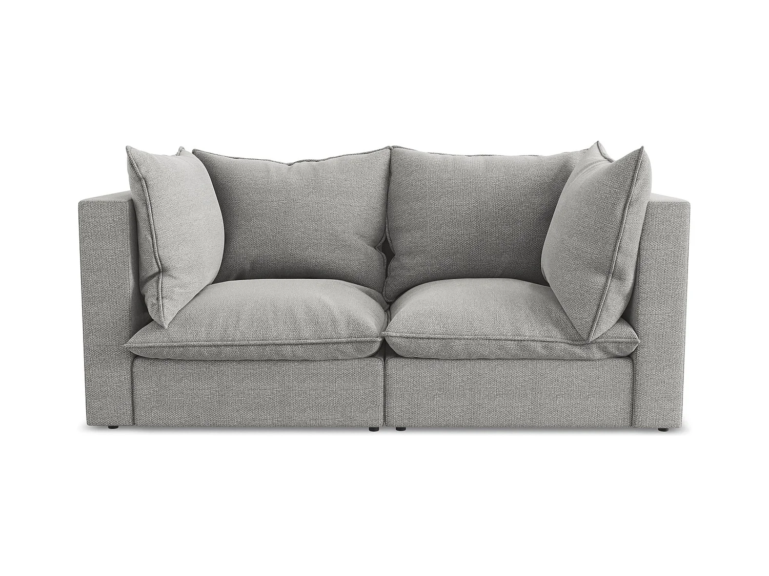 Canapé modulable 2 places en tissu bouclette - gris clair - MANAO