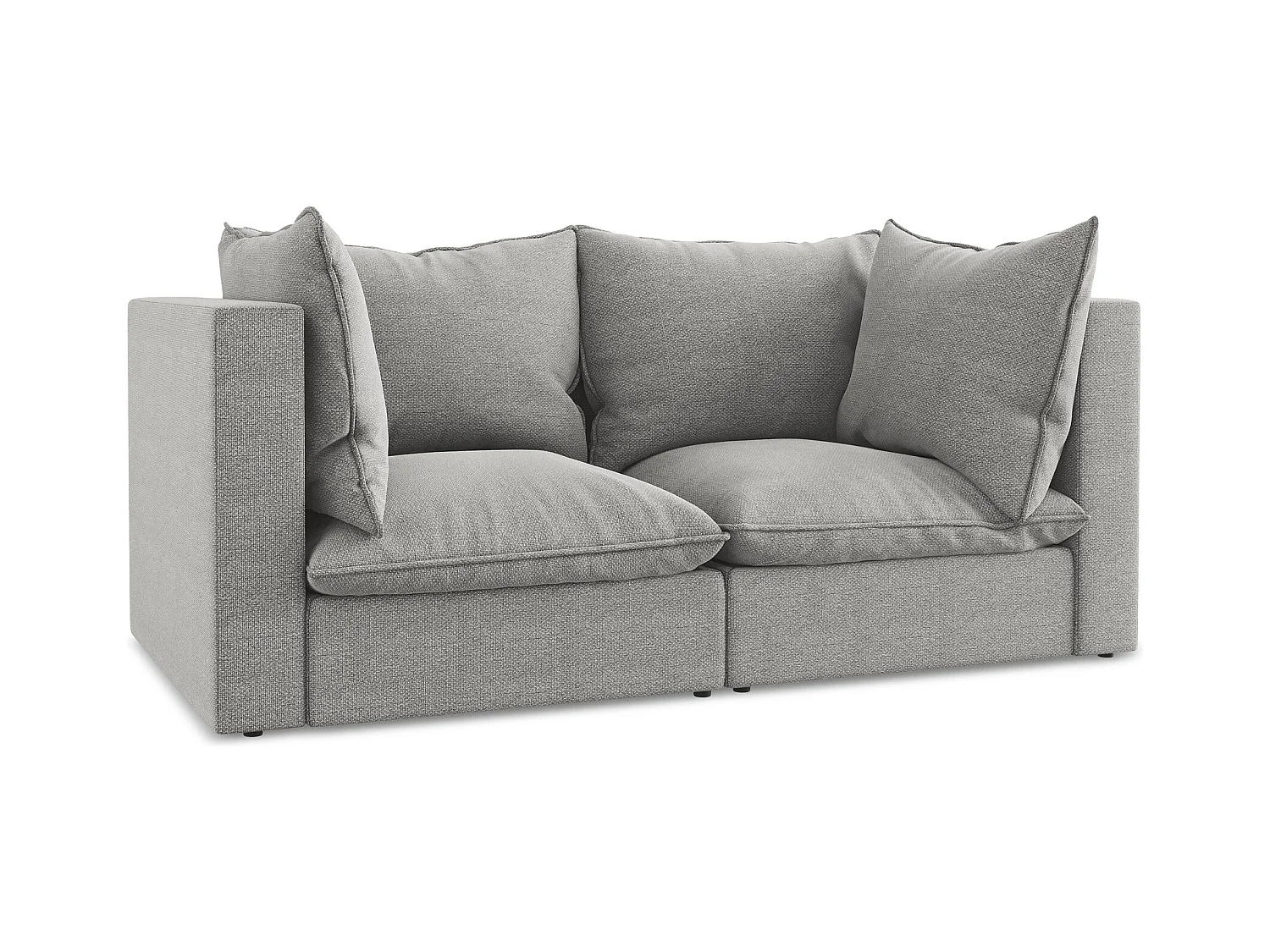 2-Sitzer Sofa - - Bouclé - Hellgrau - MANAO