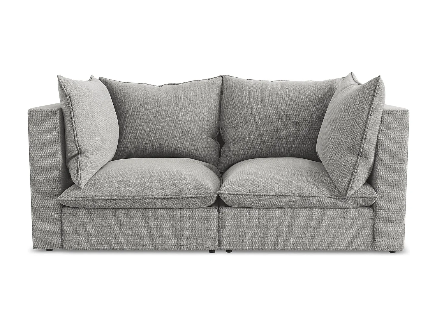 Canapé modulable 2 places en tissu bouclette - gris clair - MANAO