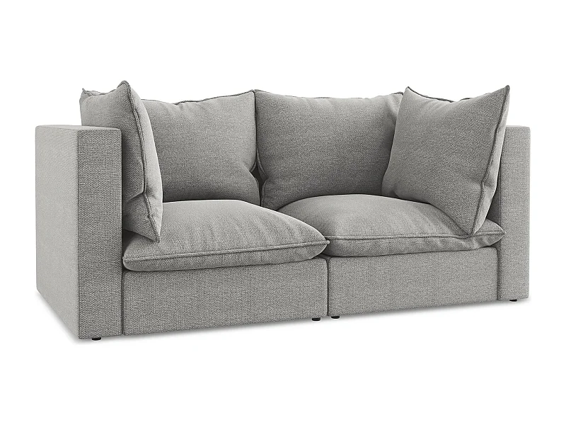 Modułowa sofa 2-osobowa - z tkaniny bouclé - jasny szary - MANAO
