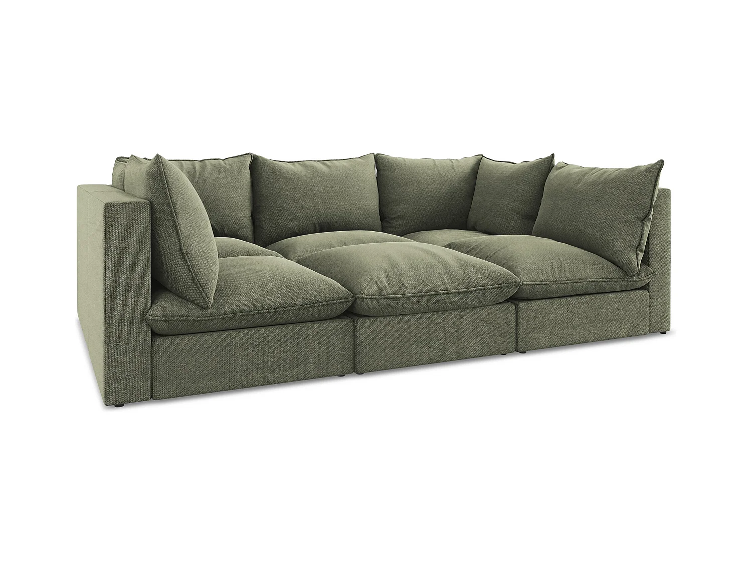 Canapé modulable 3 places en tissu bouclette - olive - MANAO