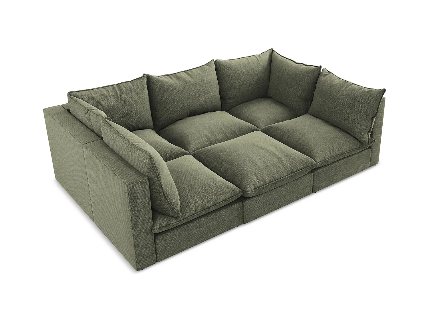 Canapé modulable 3 places en tissu bouclette - olive - MANAO