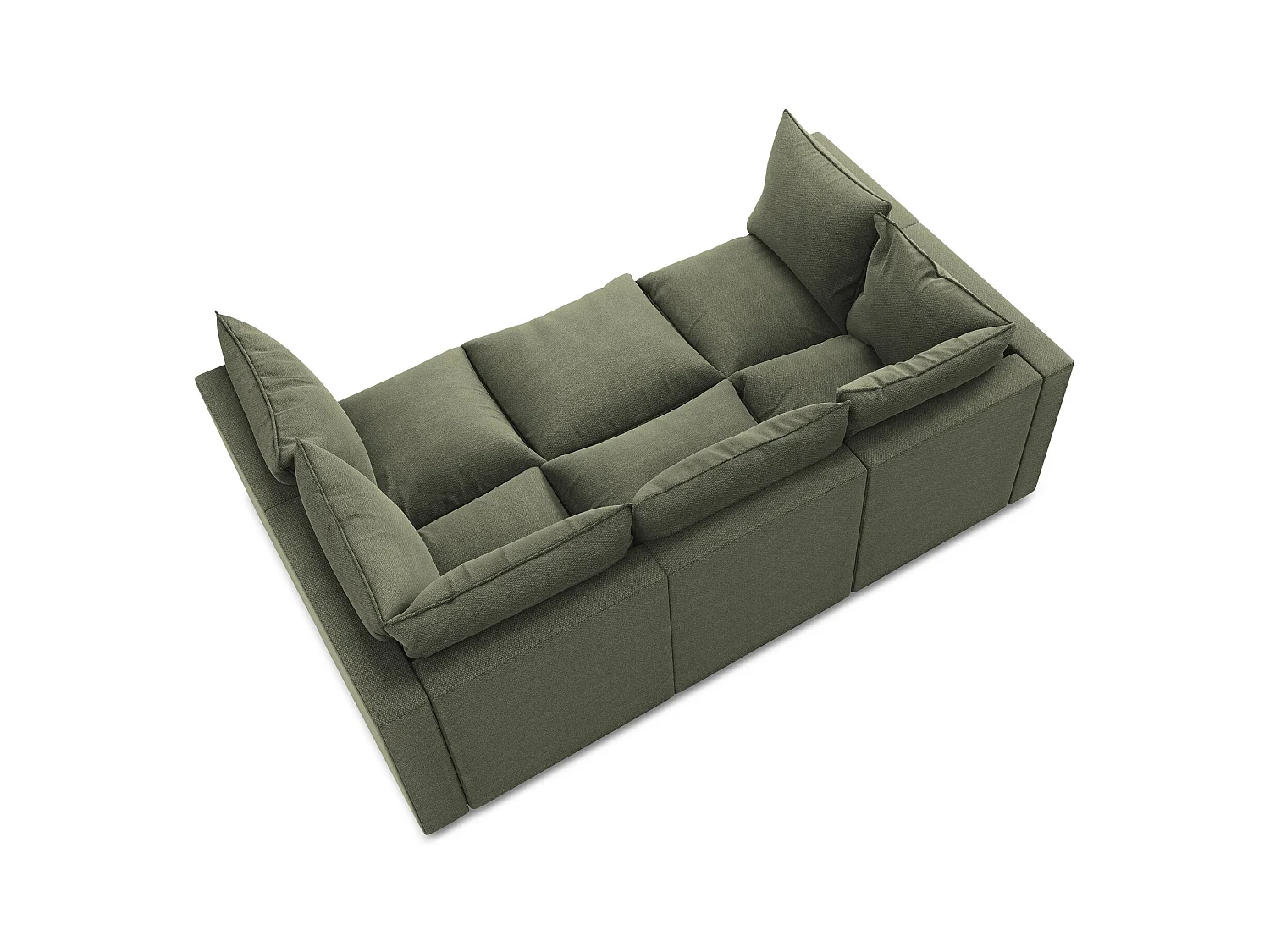 Canapé modulable 3 places en tissu bouclette - olive - MANAO