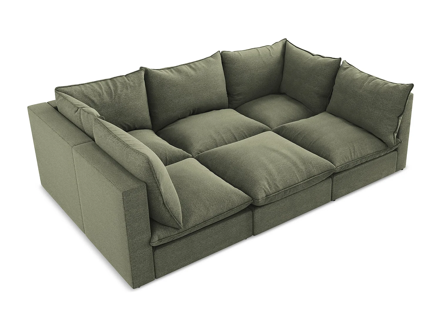 Canapé modulable 3 places en tissu bouclette - olive - MANAO