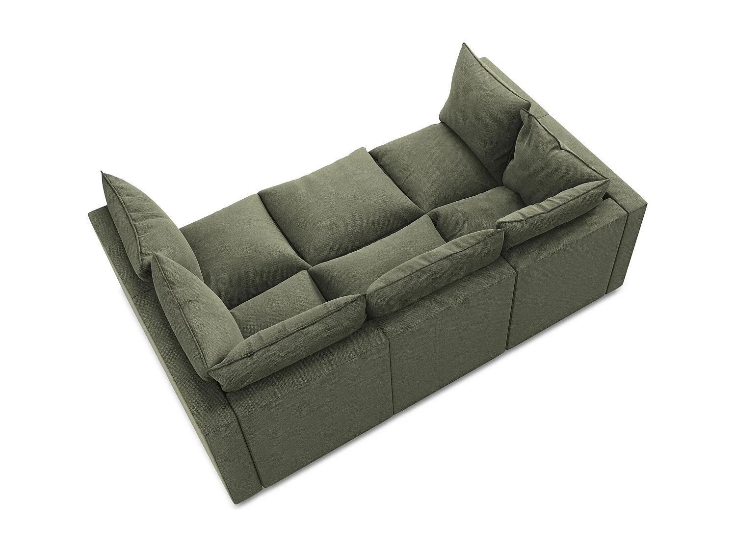 Canapé modulable 3 places en tissu bouclette - olive - MANAO