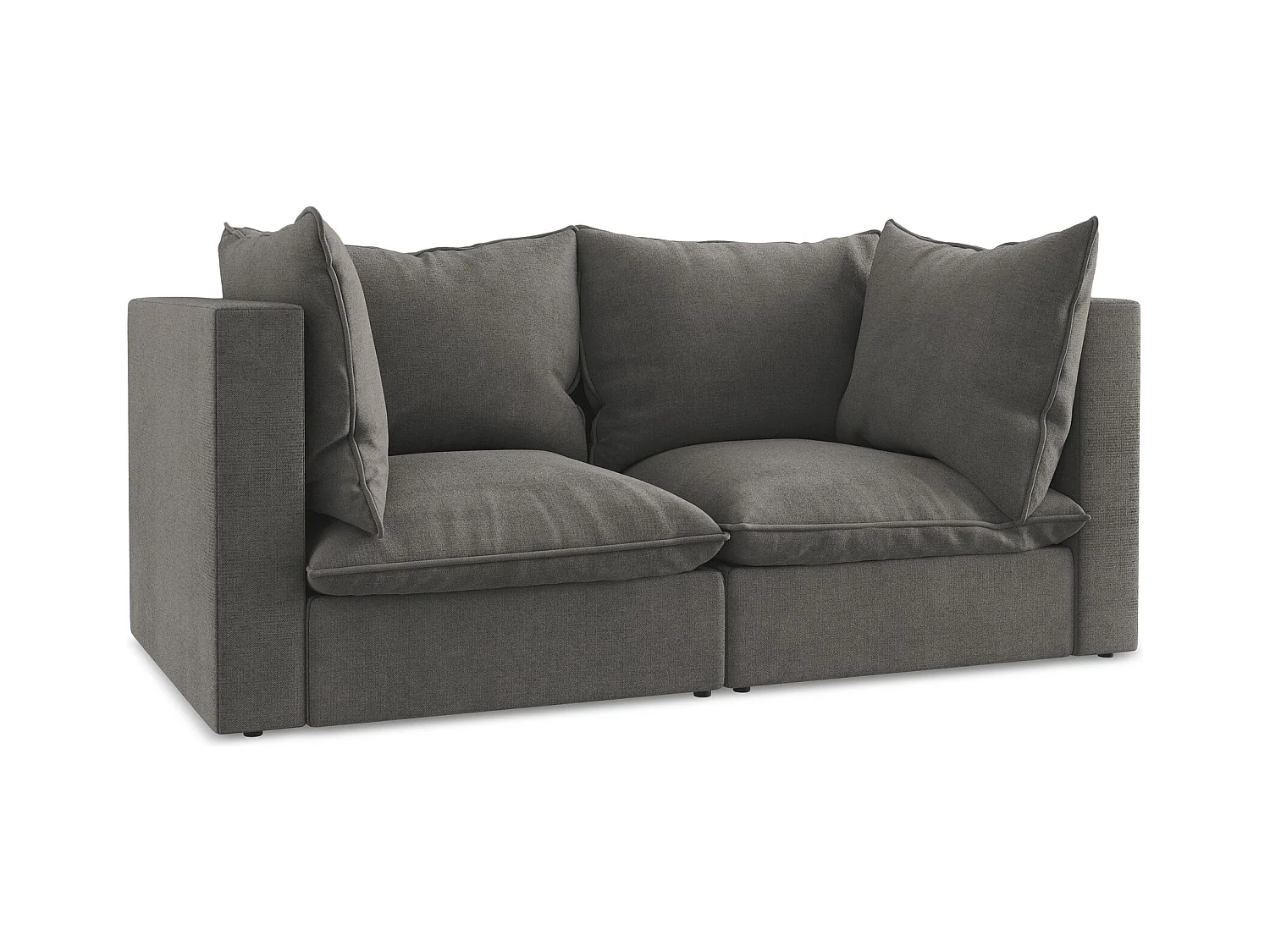 Canapé modulable 2 places en tissu texturé - gris foncé - MANAO