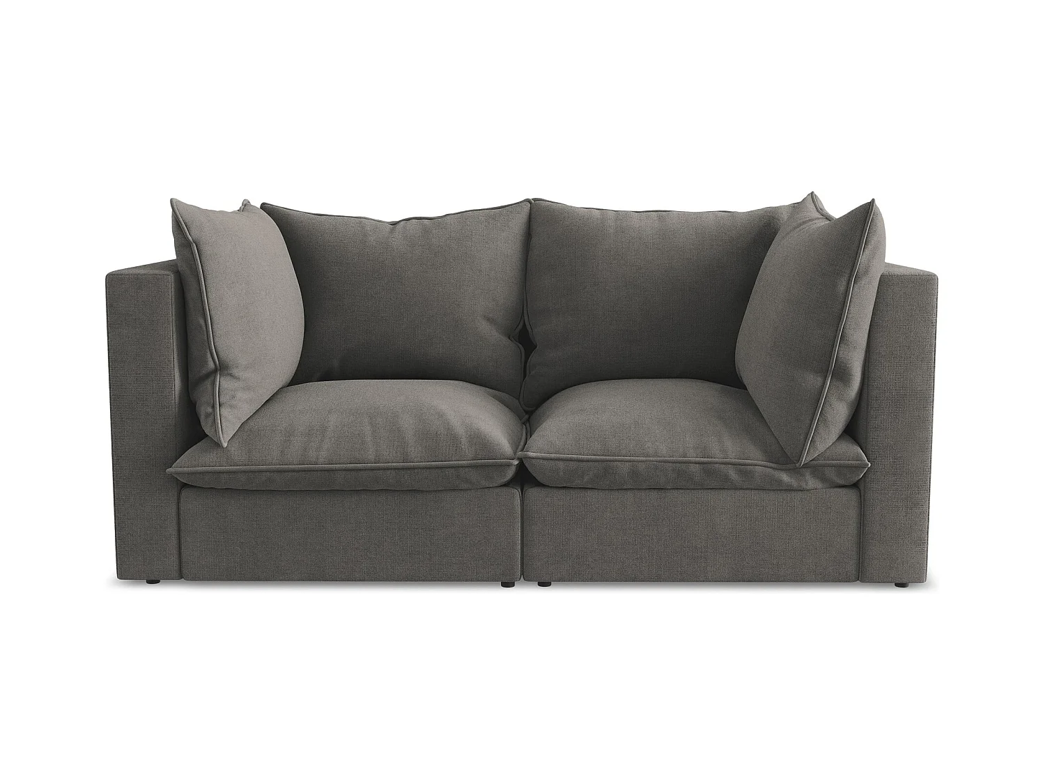 Canapé modulable 2 places en tissu texturé - gris foncé - MANAO