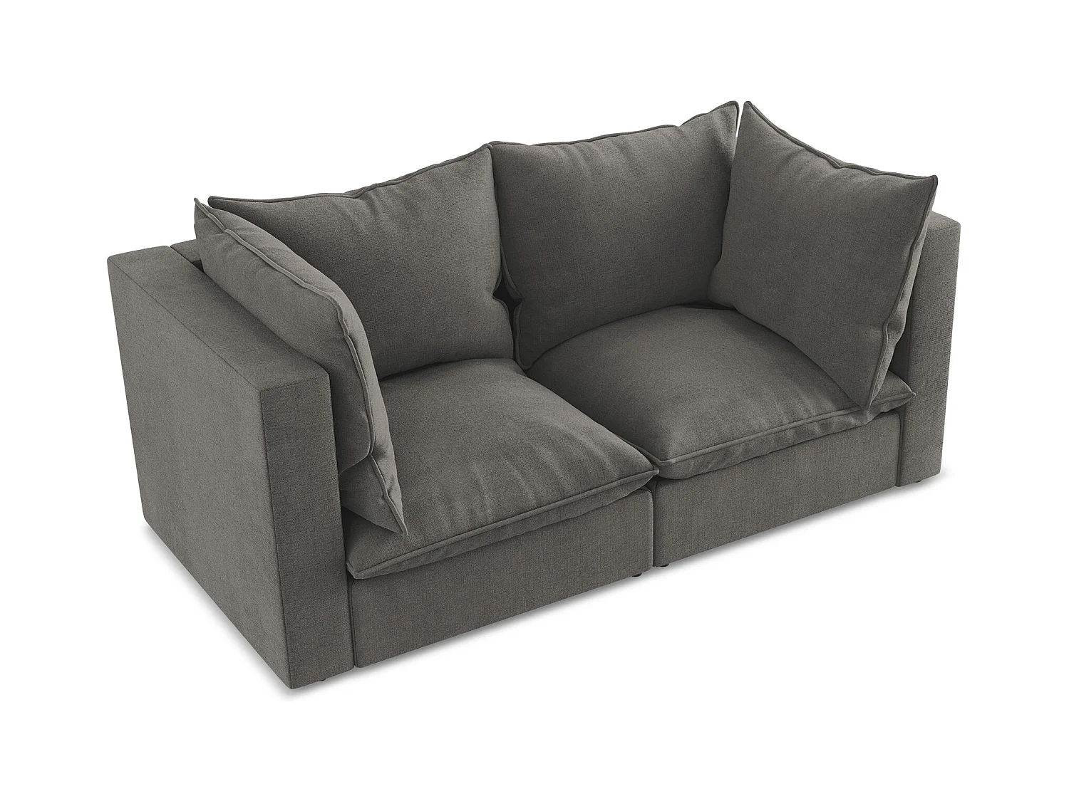 Canapé modulable 2 places en tissu texturé - gris foncé - MANAO