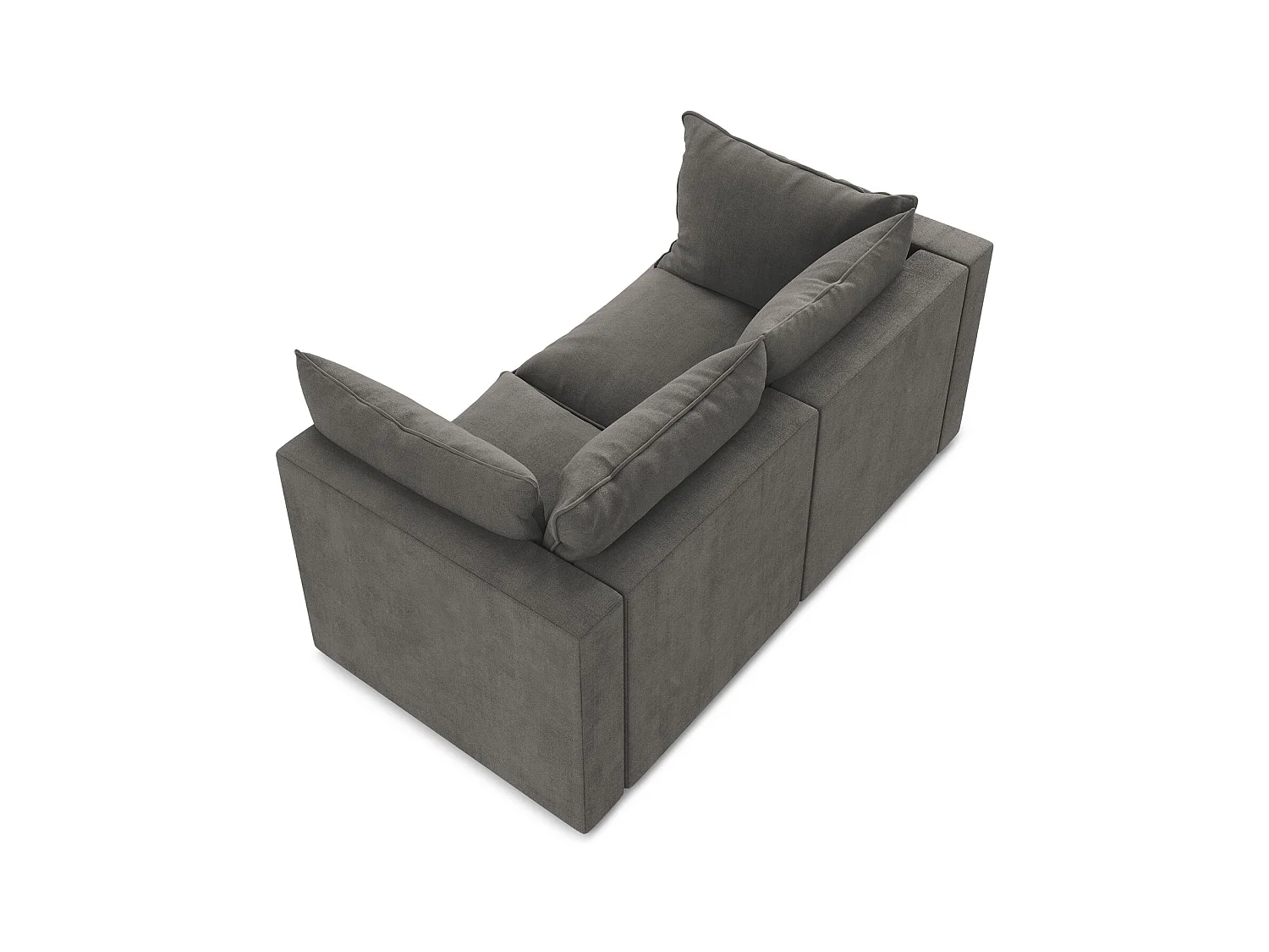 Canapé modulable 2 places en tissu texturé - gris foncé - MANAO