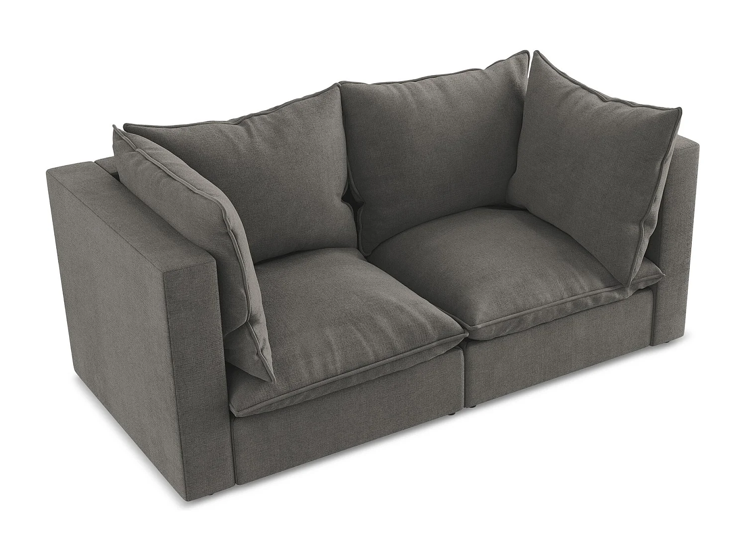 Canapé modulable 2 places en tissu texturé - gris foncé - MANAO