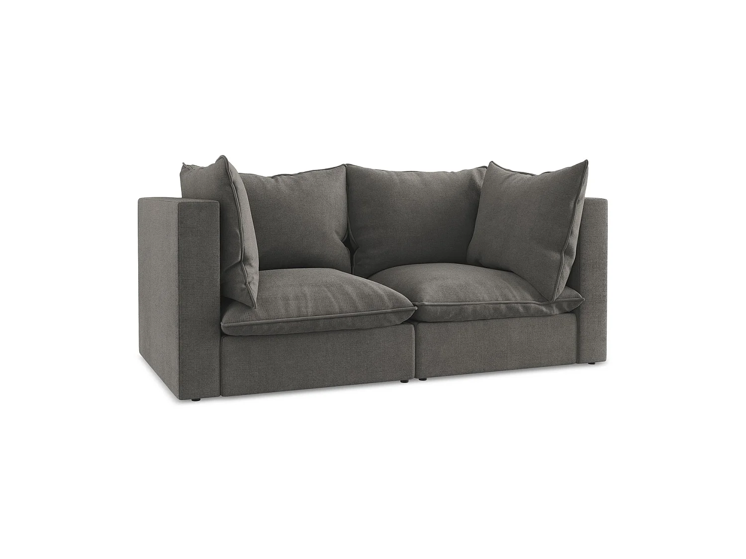 Tweezits modulaire bank van donkergrijs textuurstof - RAVENNA