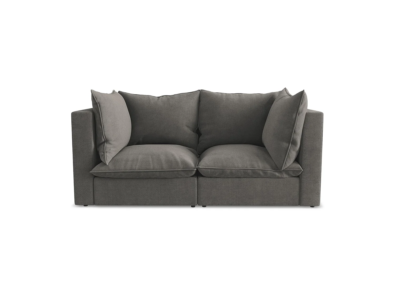 Tweezits modulaire bank van donkergrijs textuurstof - RAVENNA