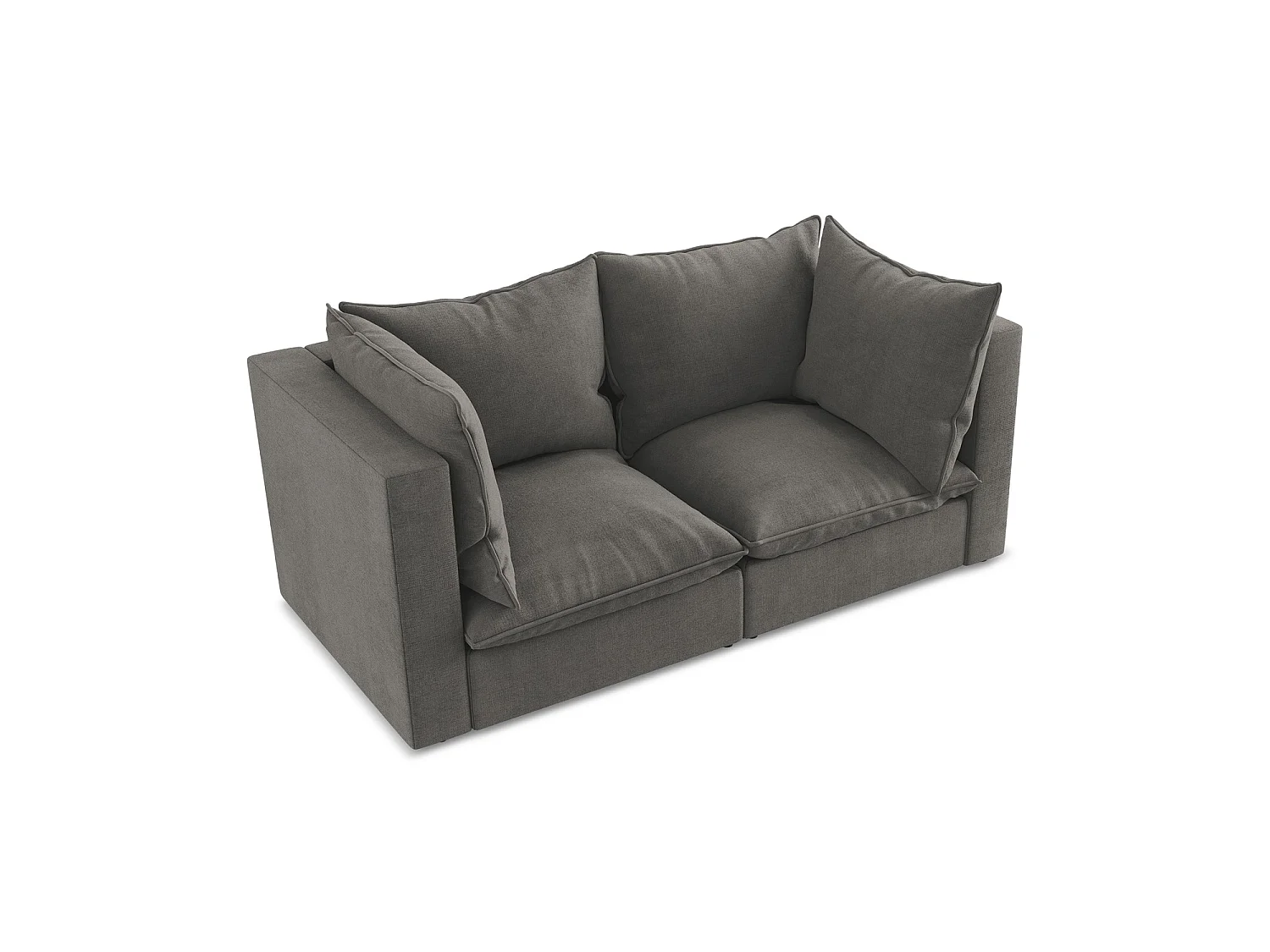 Tweezits modulaire bank van donkergrijs textuurstof - RAVENNA