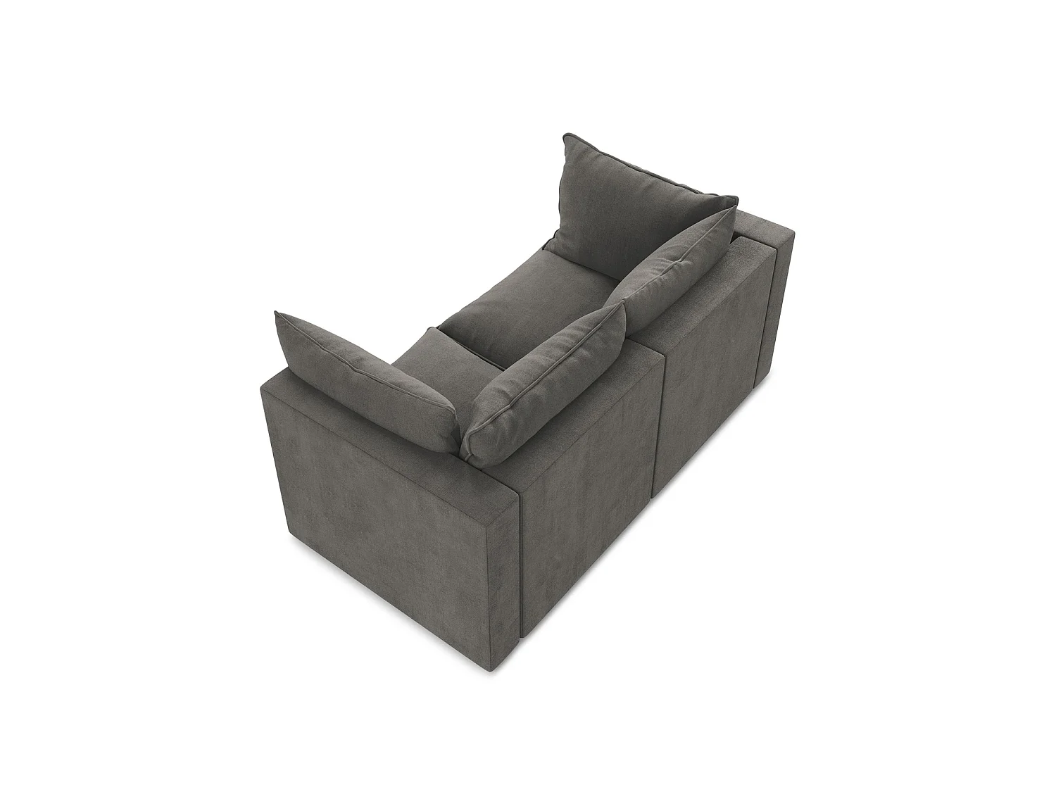 Tweezits modulaire bank van donkergrijs textuurstof - RAVENNA