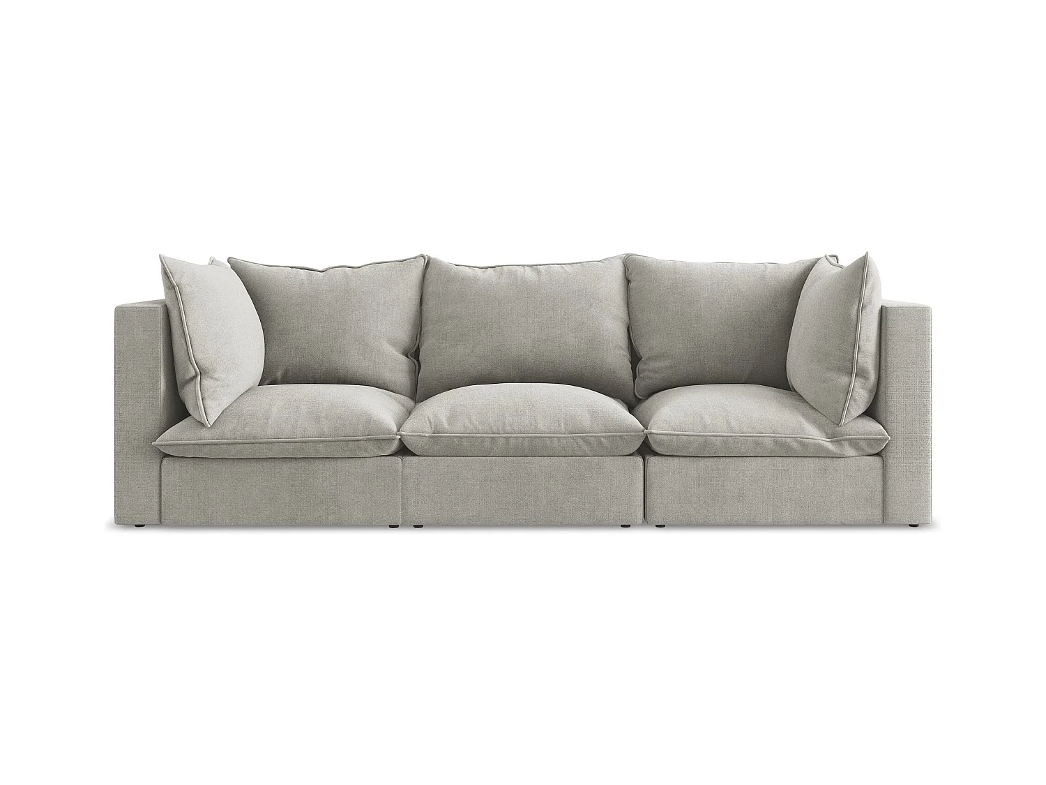 Canapé modulable 3 places en tissu texturé - gris clair - MANAO