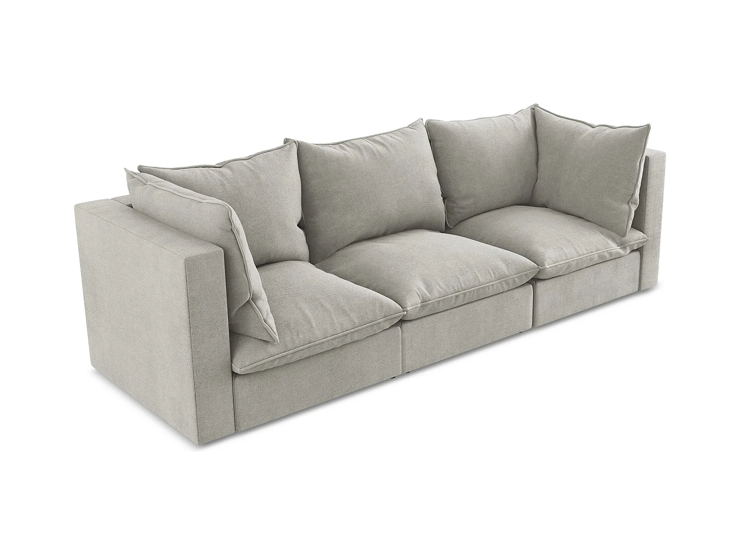 Canapé modulable 3 places en tissu texturé - gris clair - MANAO