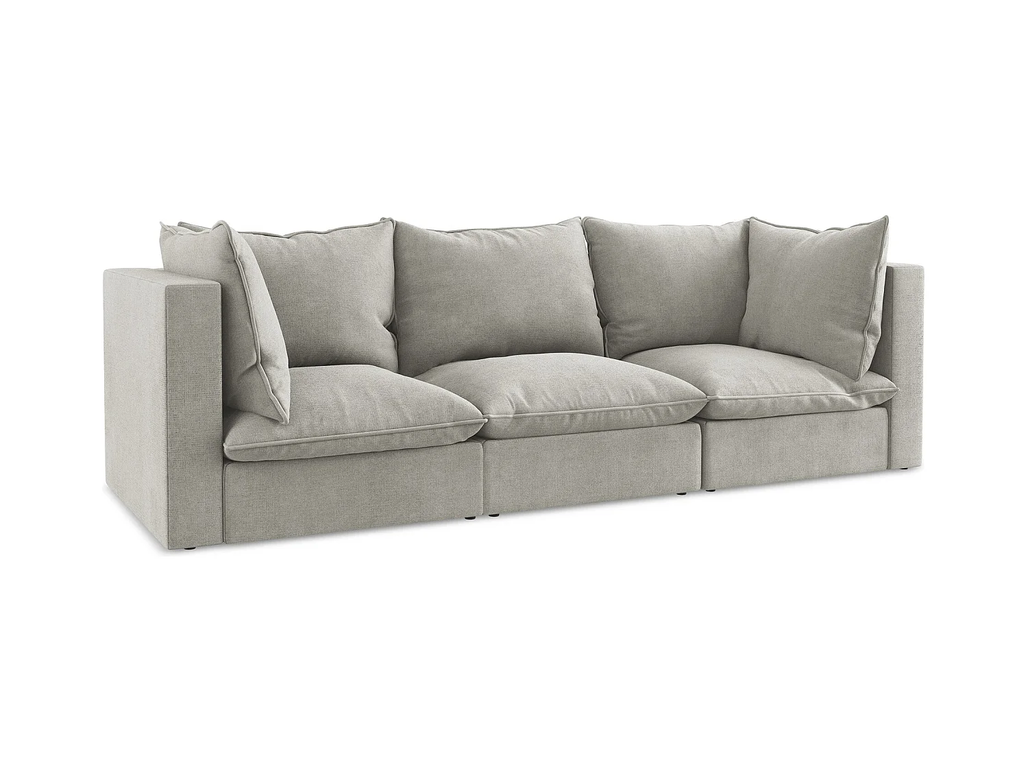Canapé modulable 3 places en tissu texturé - gris clair - MANAO