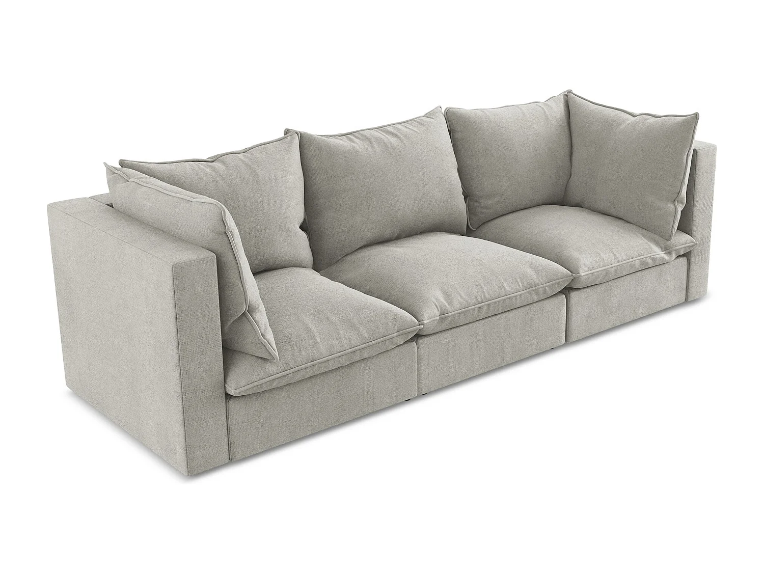 Canapé modulable 3 places en tissu texturé - gris clair - MANAO