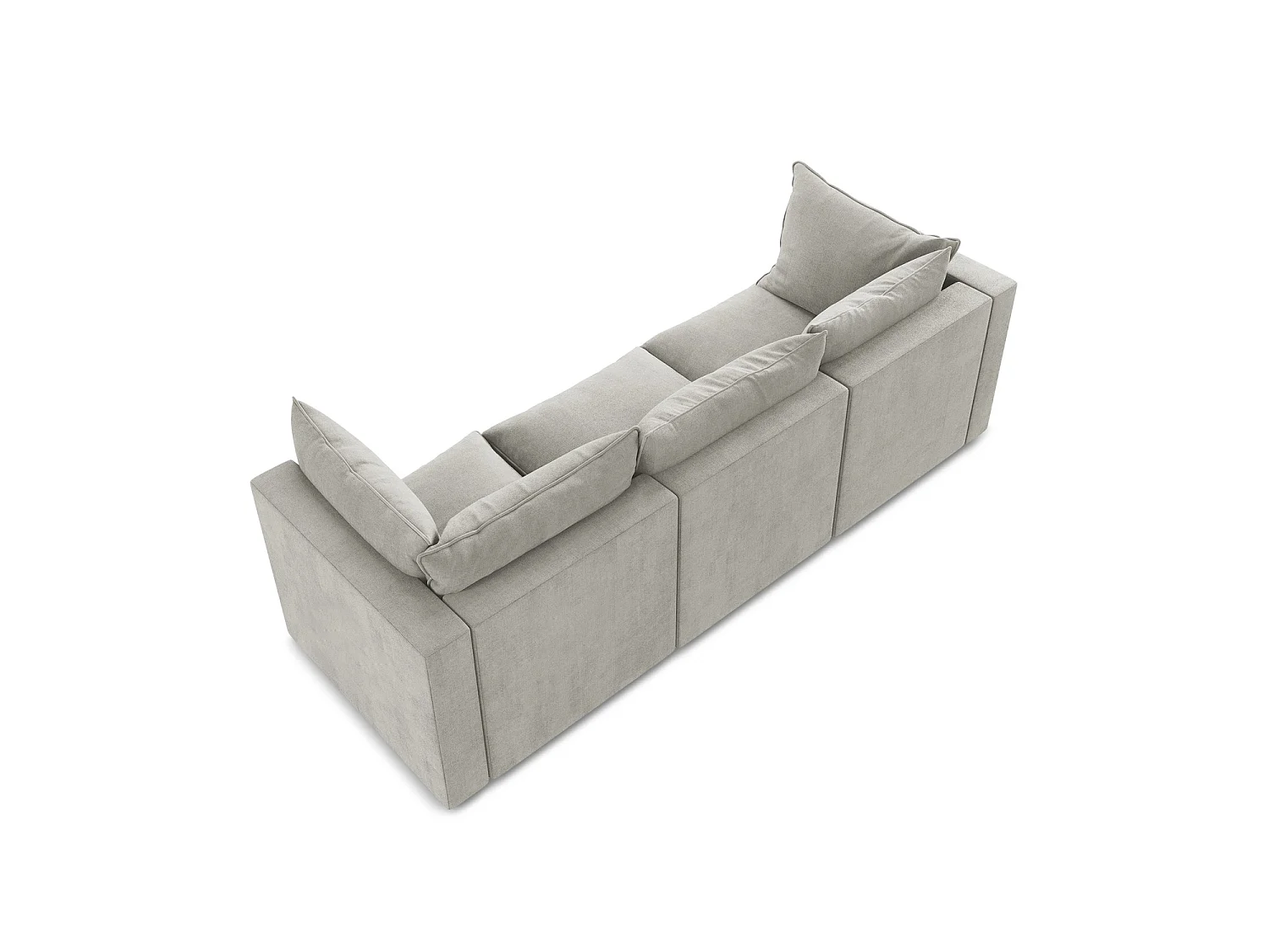 Driezits modulaire bank van lichtgrijs textuurstof - RAVENNA