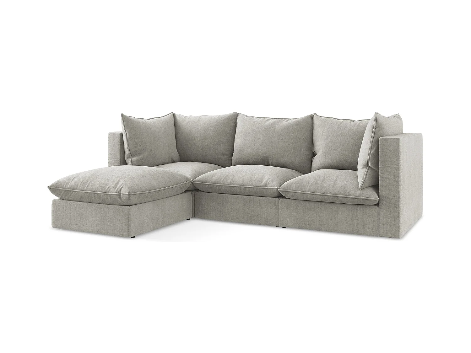 3-Sitzer Modulares Ecksofa - Ecke Links - Strukturstoff - Hellgrau - MANAO