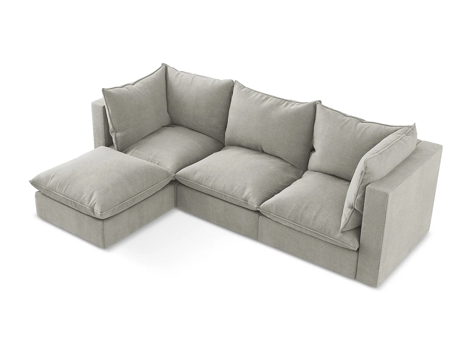 3-Sitzer Modulares Ecksofa - Ecke Links - Strukturstoff - Hellgrau - MANAO