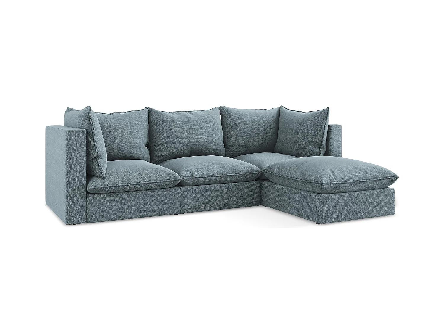 3-Sitzer Modulares Ecksofa - Ecke Rechts - Bouclé - Jeans - MANAO