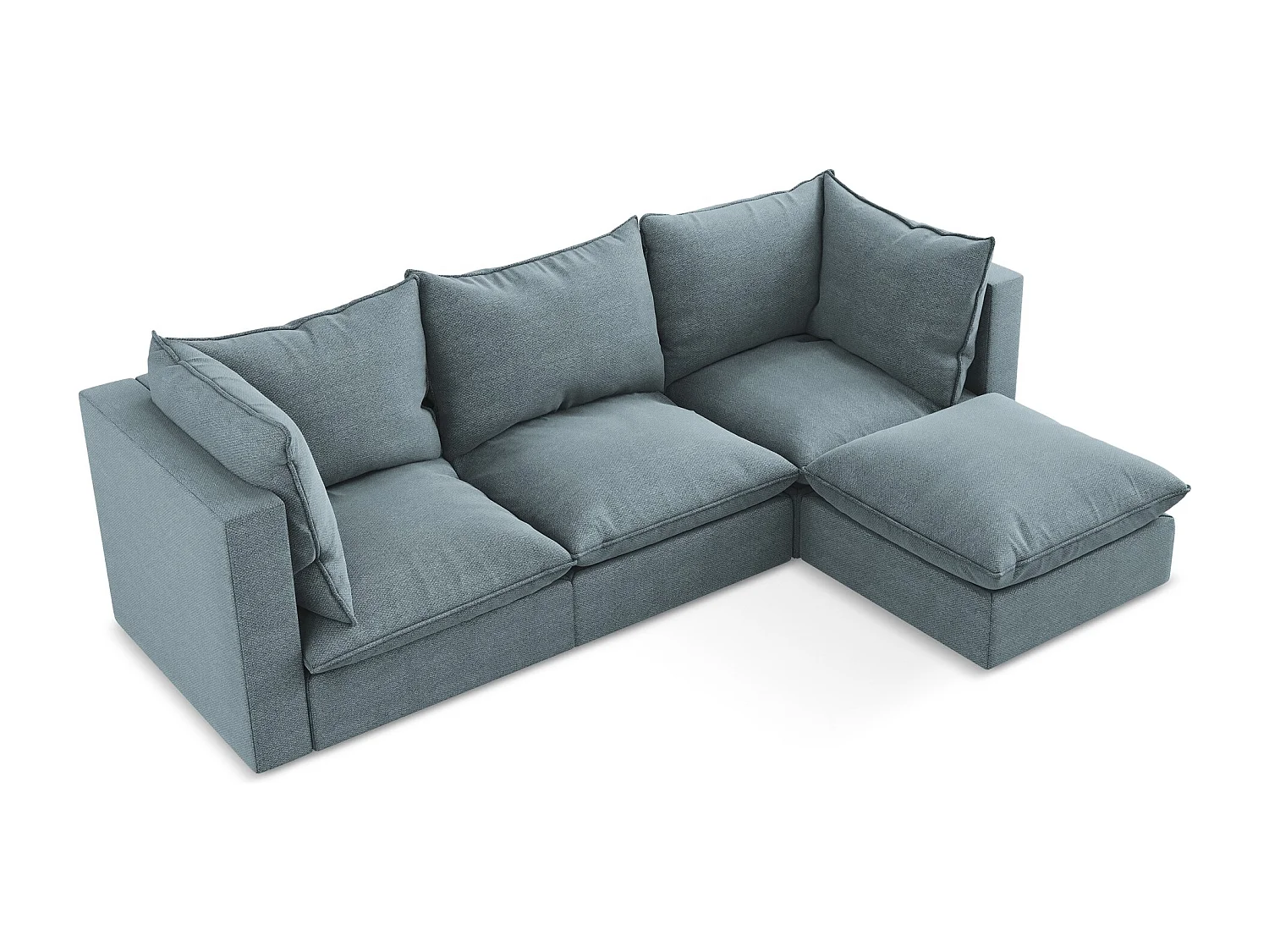 3-Sitzer Modulares Ecksofa - Ecke Rechts - Bouclé - Jeans - MANAO