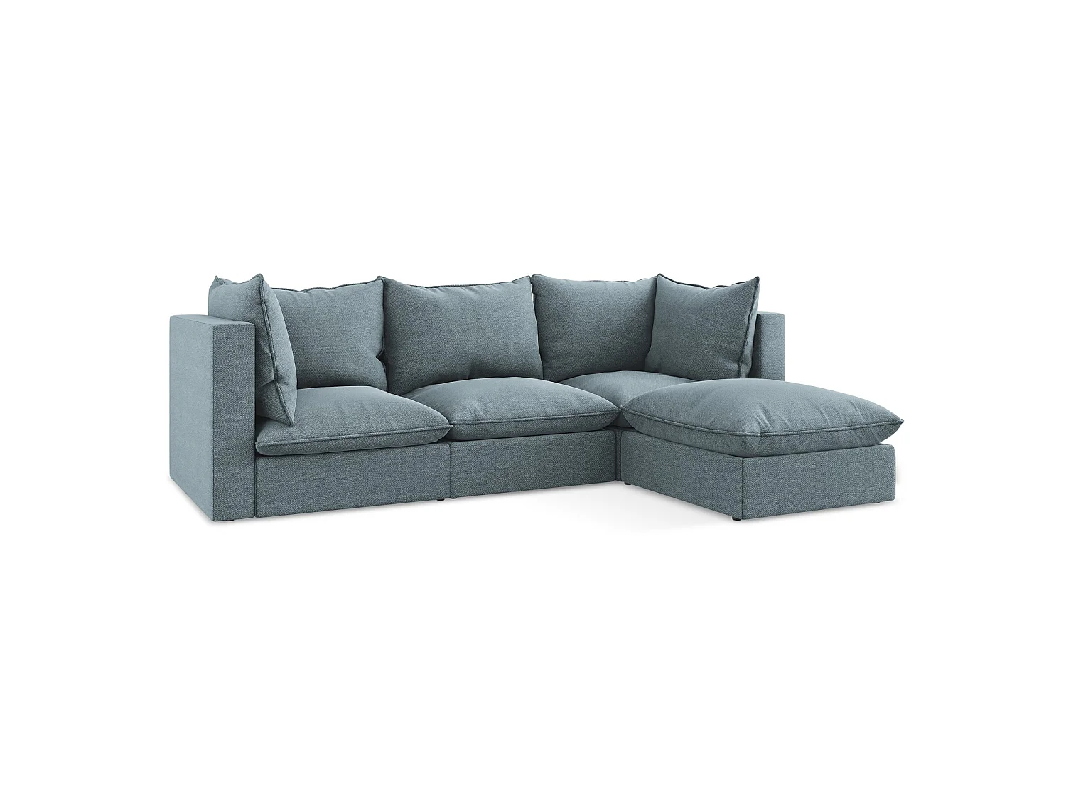 3-Sitzer Modulares Ecksofa - Ecke Rechts - Bouclé - Jeans - RAVENNA