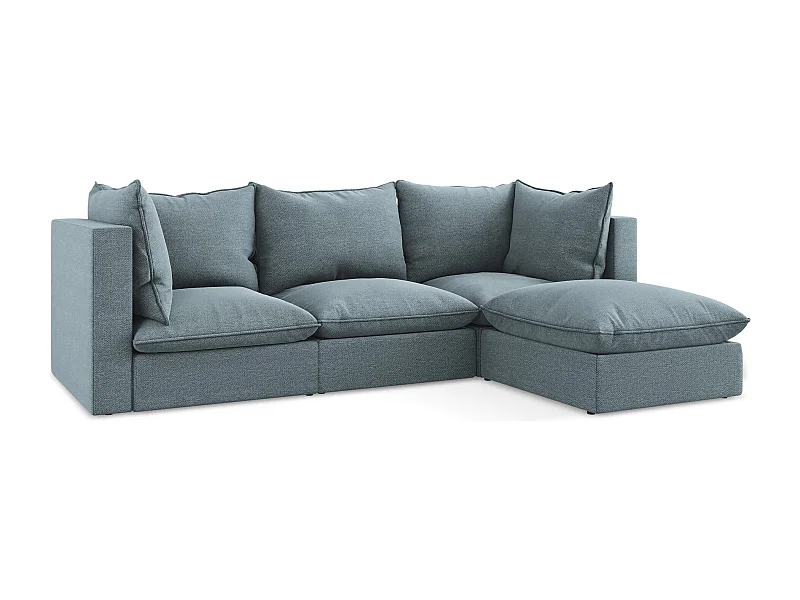 3-Sitzer Modulares Ecksofa - Ecke Rechts - Bouclé - Jeans - MANAO