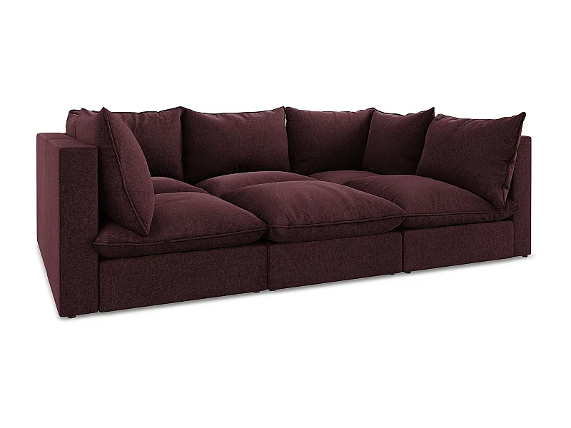 Modulares 3-Sitzer Sofa - - Samt - Burgund - MANAO