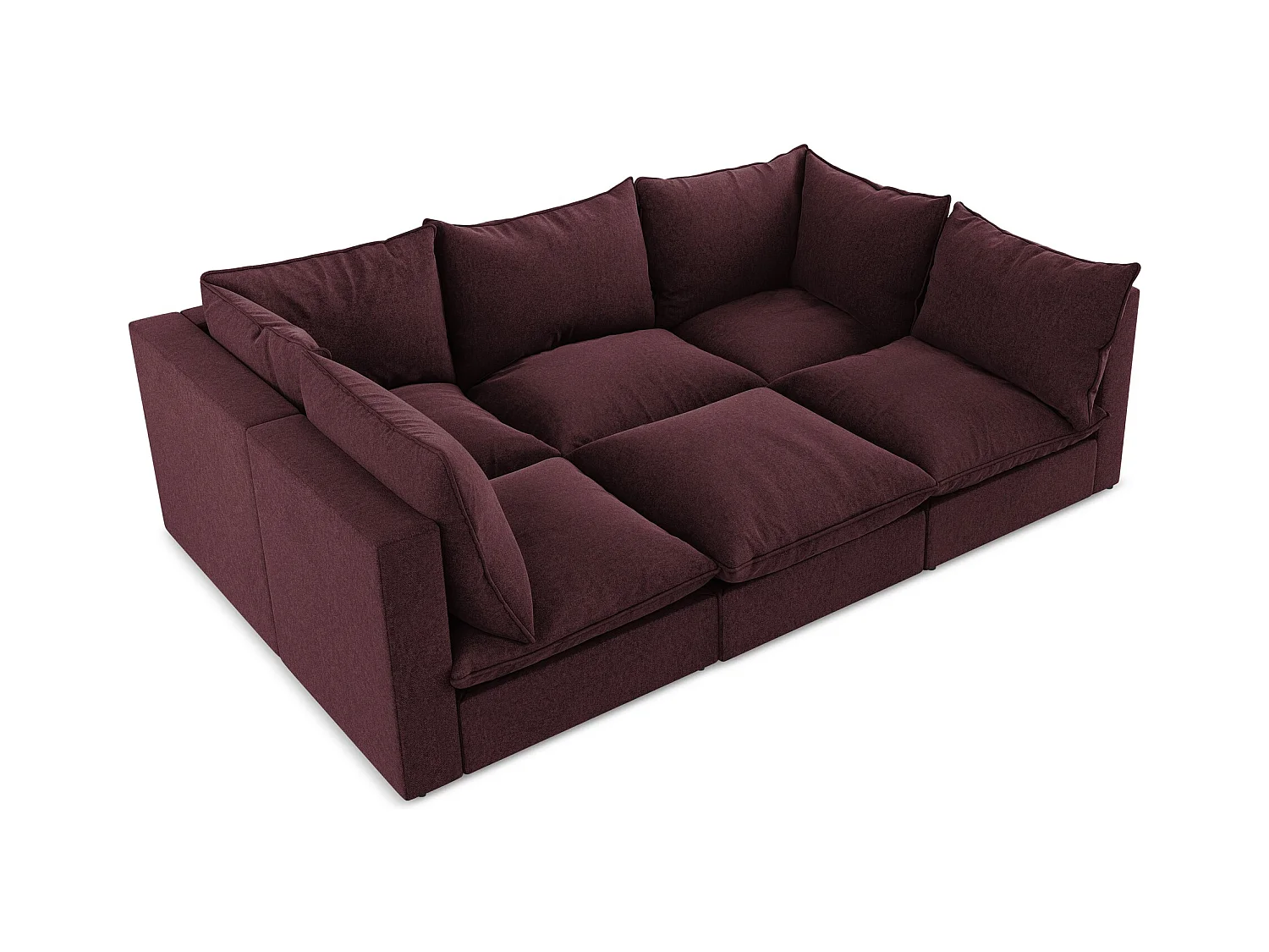 Canapé modulable 3 places en velours - bourgogne - MANAO