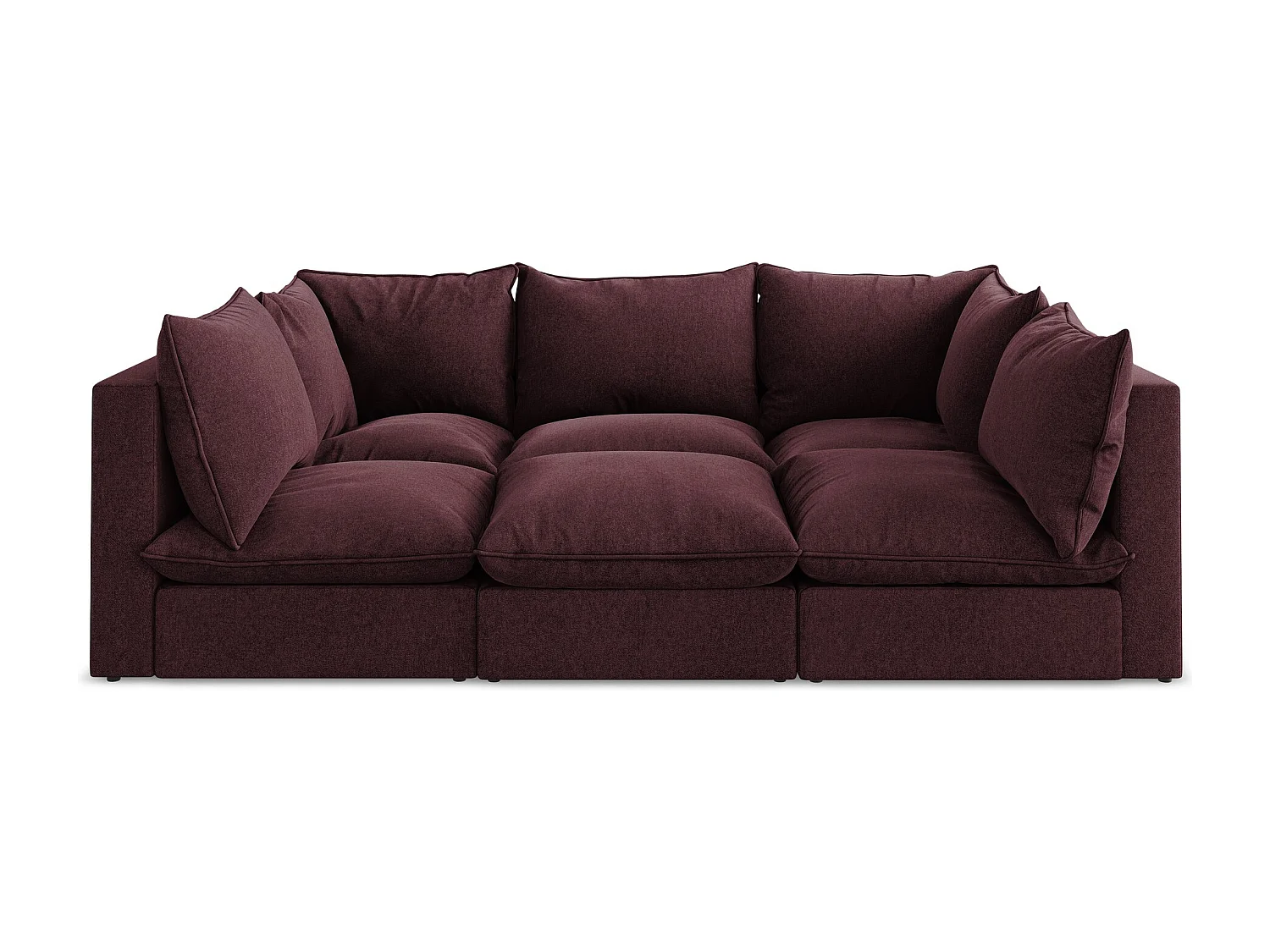 Canapé modulable 3 places en velours - bourgogne - MANAO