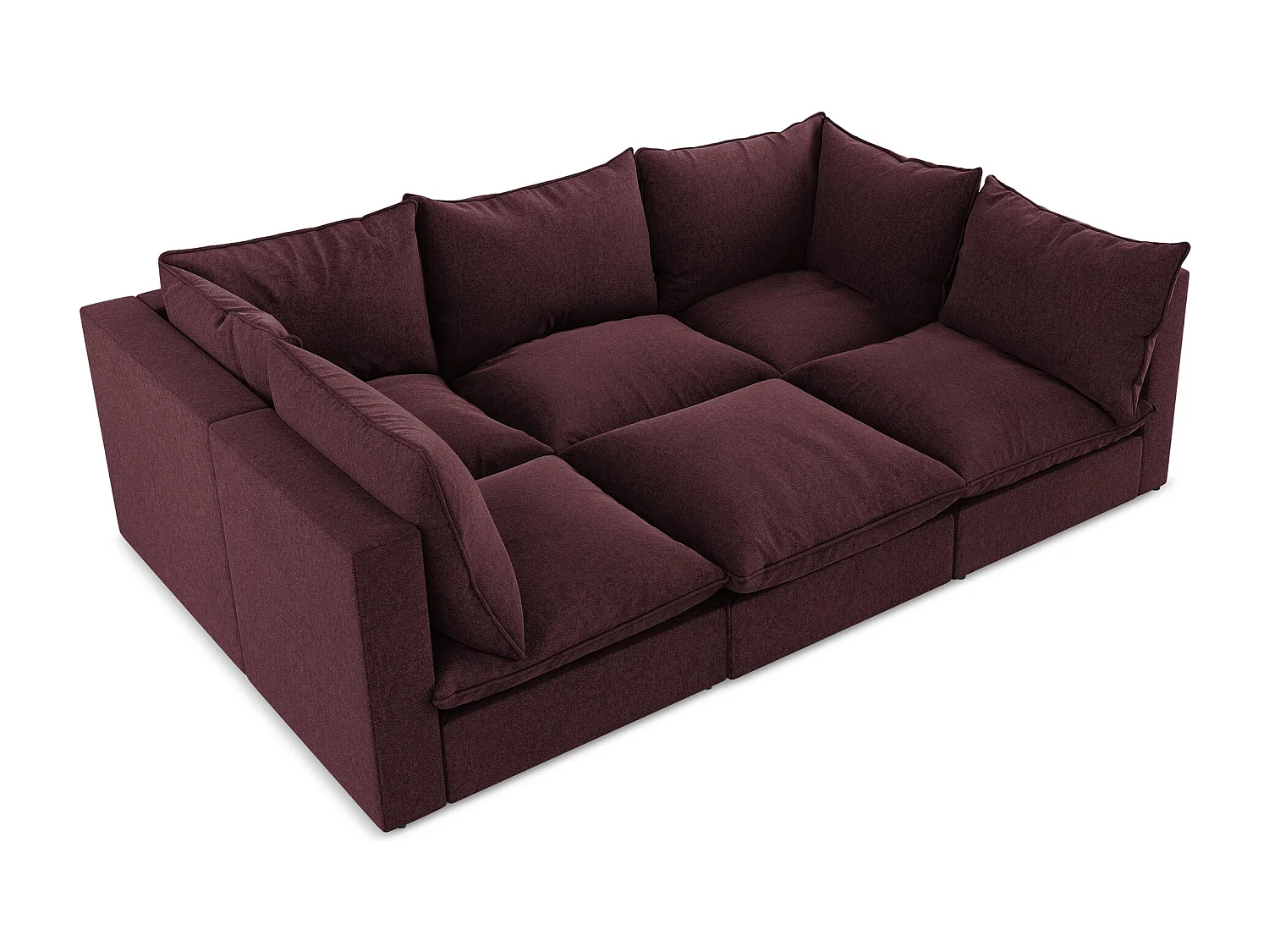 Canapé modulable 3 places en velours - bourgogne - MANAO