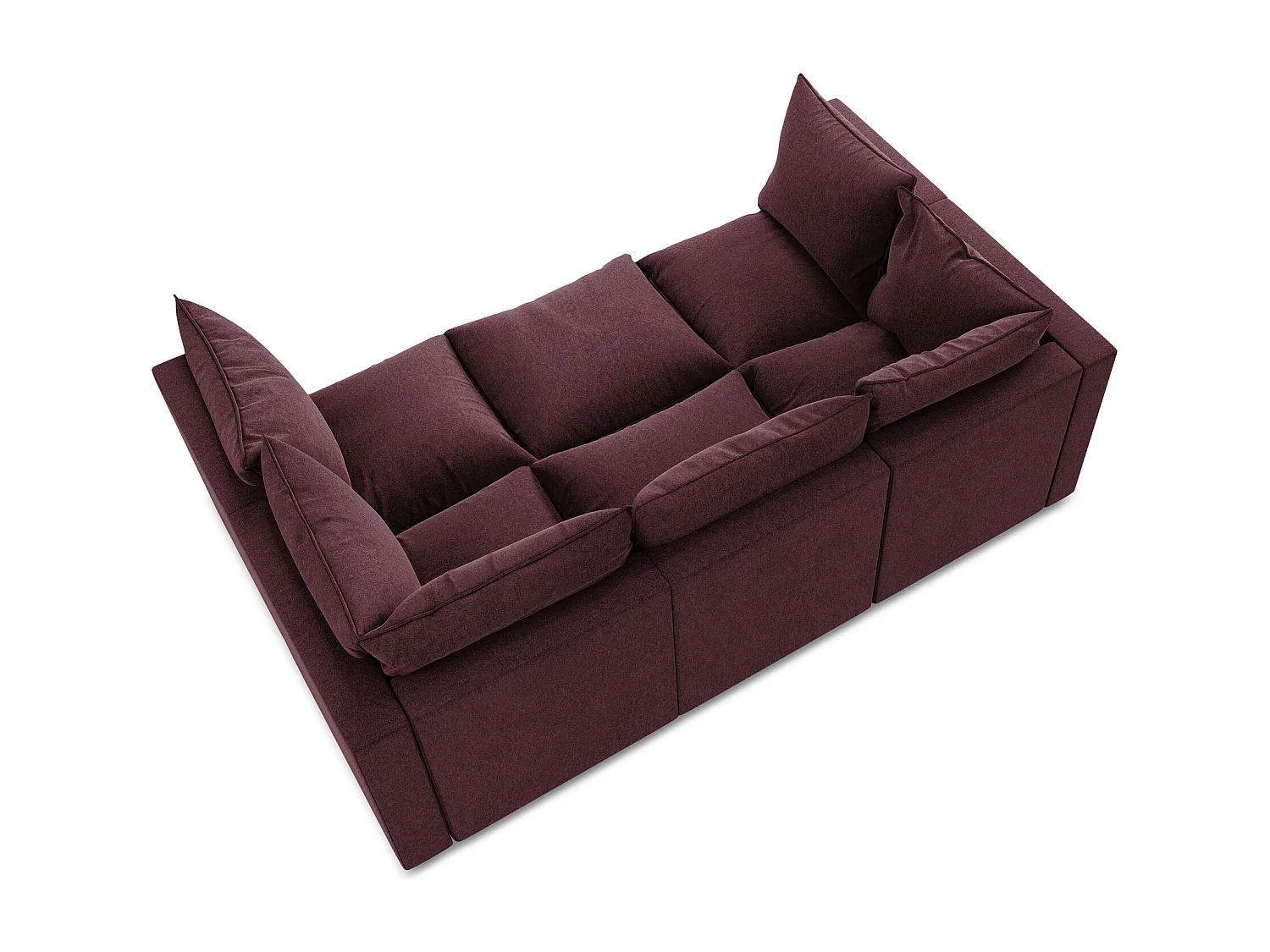 Canapé modulable 3 places en velours - bourgogne - MANAO
