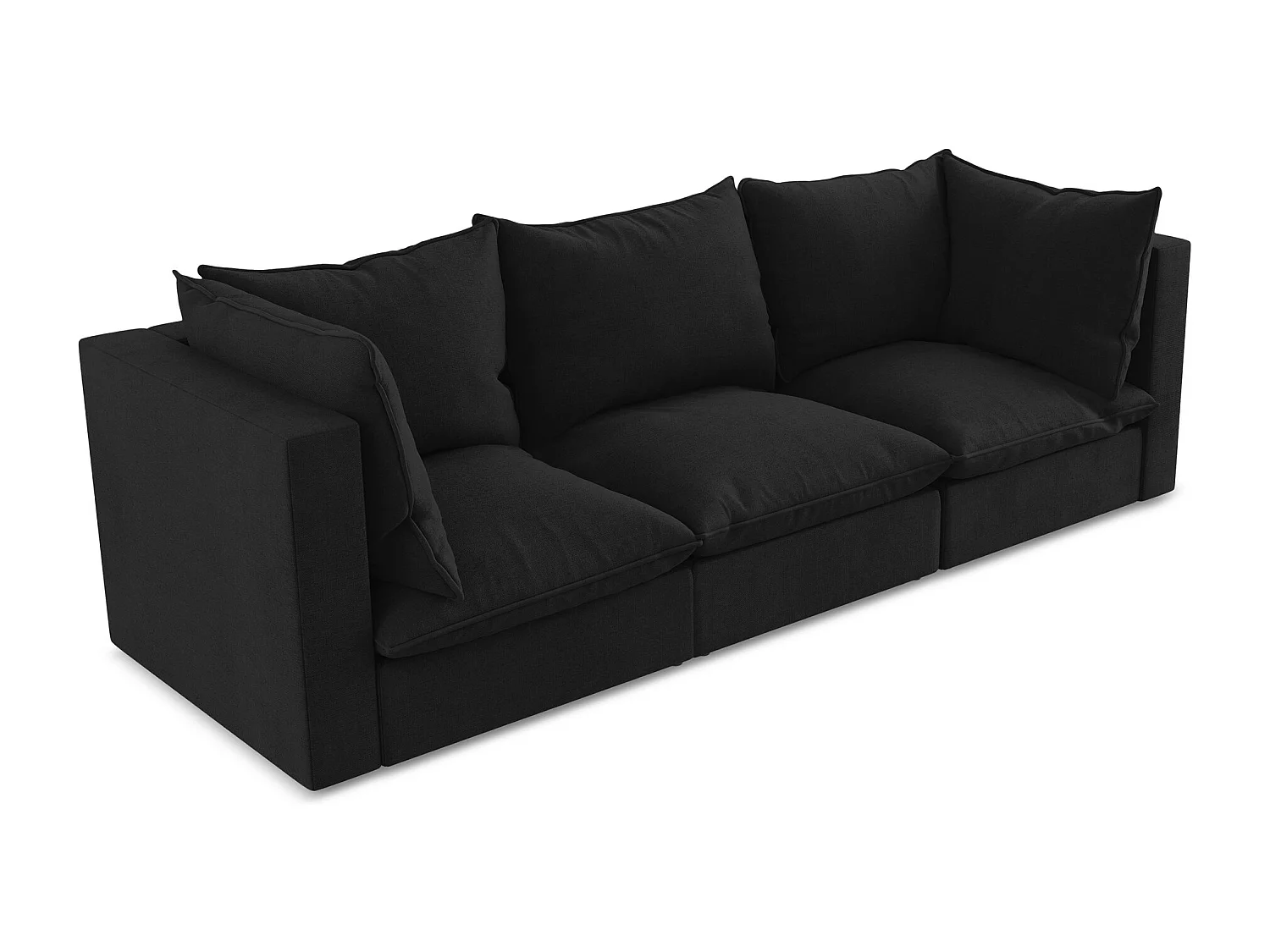 Canapé modulable 3 places en tissu texturé - noir - MANAO