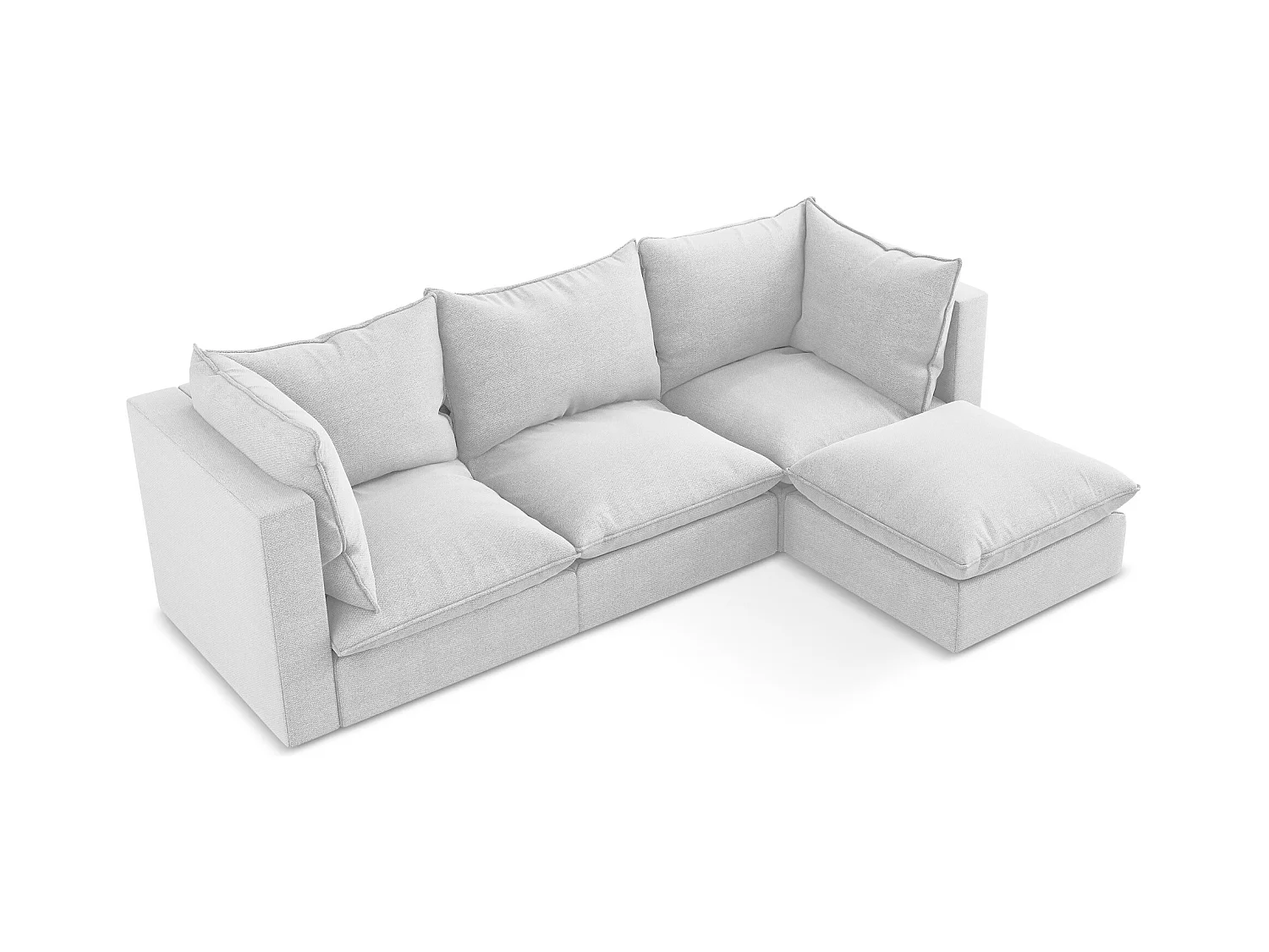 Narożnik prawostronny - z tkaniny bouclé - srebrny - MANAO