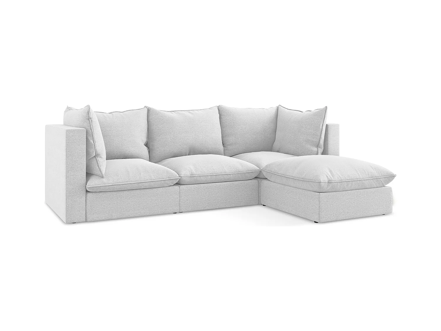 3-Sitzer Modulares Ecksofa - Ecke Rechts - Bouclé - Silber - MANAO